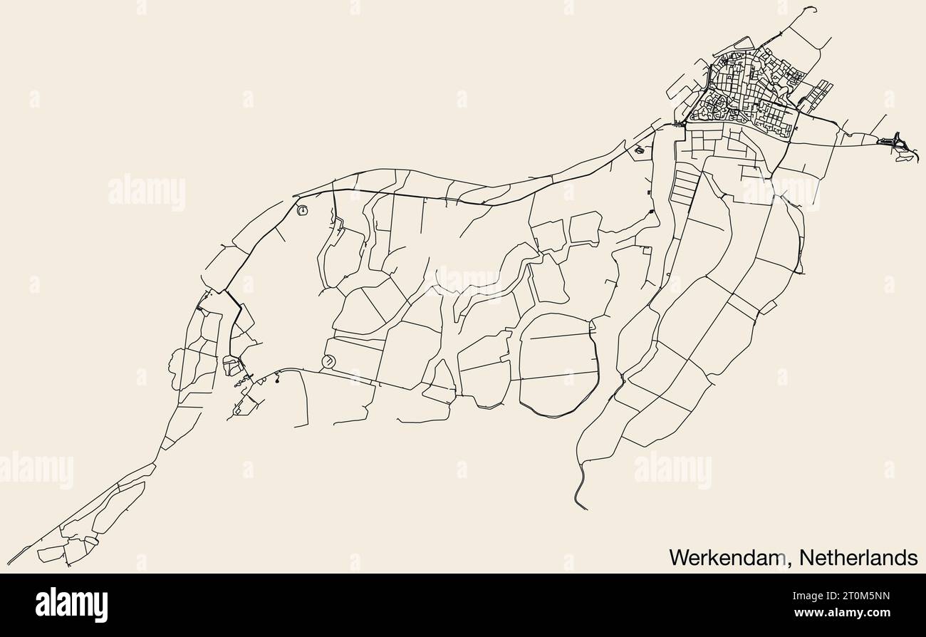 Straßenkarte von WERKENDAM, NIEDERLANDE Stock Vektor