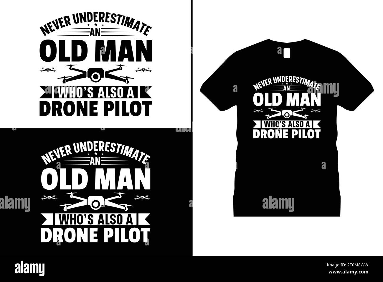 Drone T-Shirt Design Vector Graphic Lustiges Pilotenhemd Für Männer Und Frauen Geschenke Stock Vektor