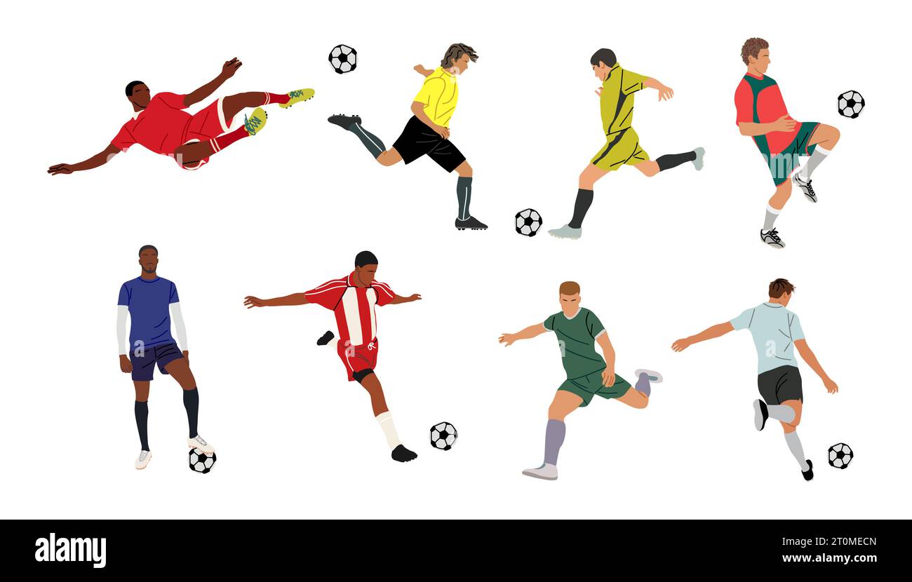 Satz von Fußball-Spieler Vektor isoliert. Stock Vektor