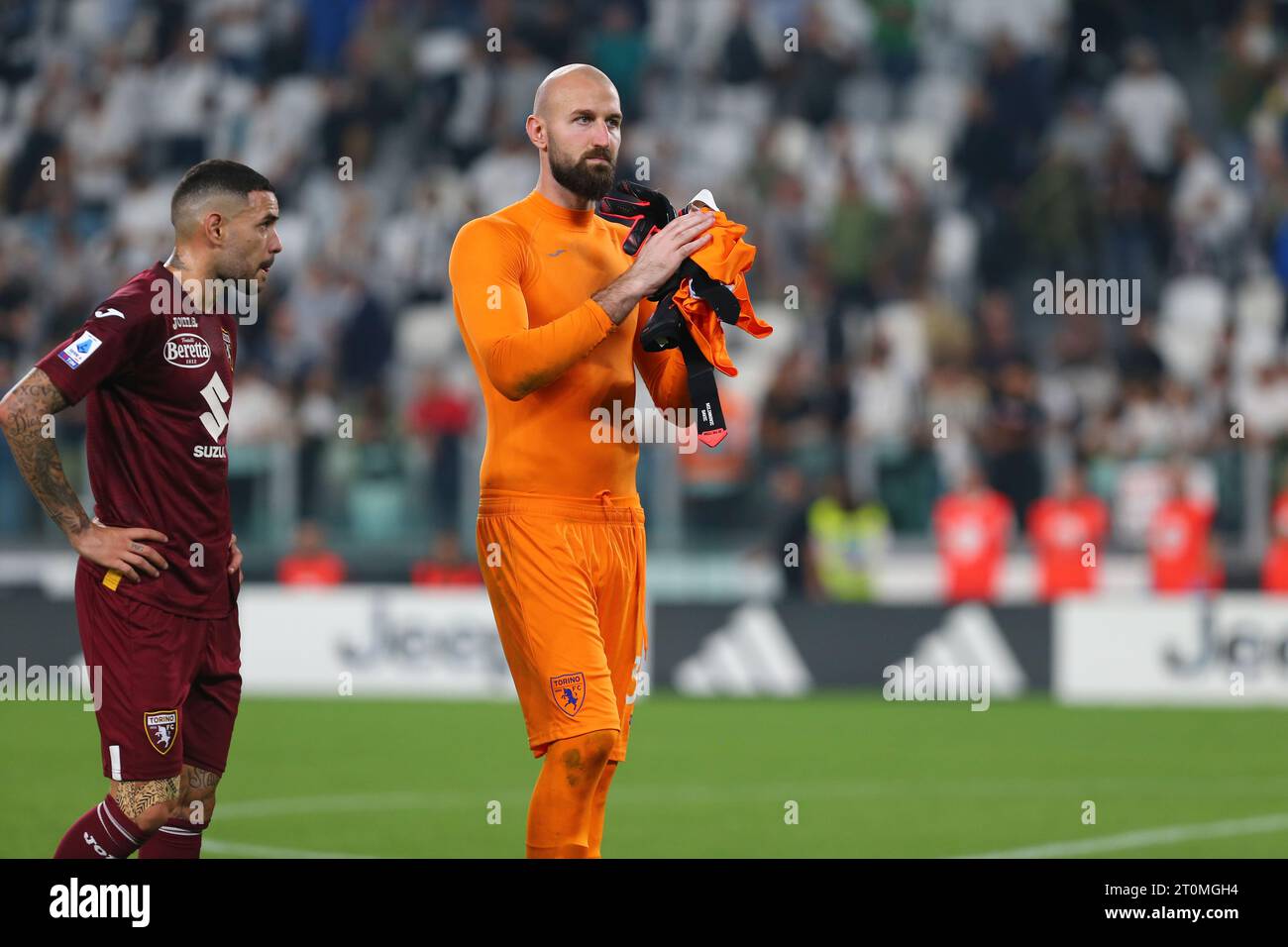 Vanja Milinkovic Savic vom FC Turin während des Spiels zwischen Juventus FC und Turin FC am 07. Oktober 2023 im Allianz Stadium in Turin. Stockfoto