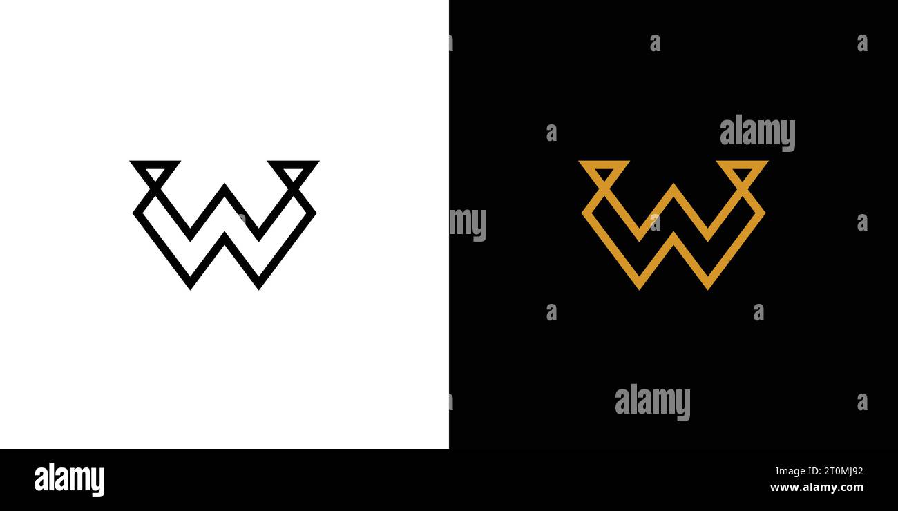 Modernes und einzigartiges Logodesign mit W-Initialen Stock Vektor