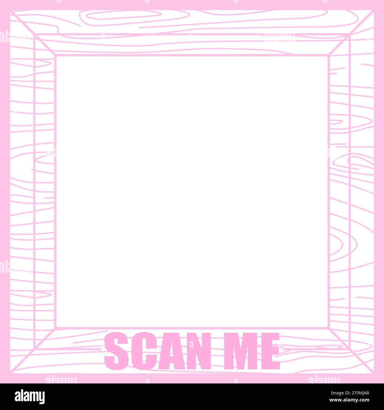 Grafisch illustrierter Rahmen quadratischer qr-Code-Scan für Einzelhandelsgeschäfte Kirschblüten niedliches Holz Stock Vektor