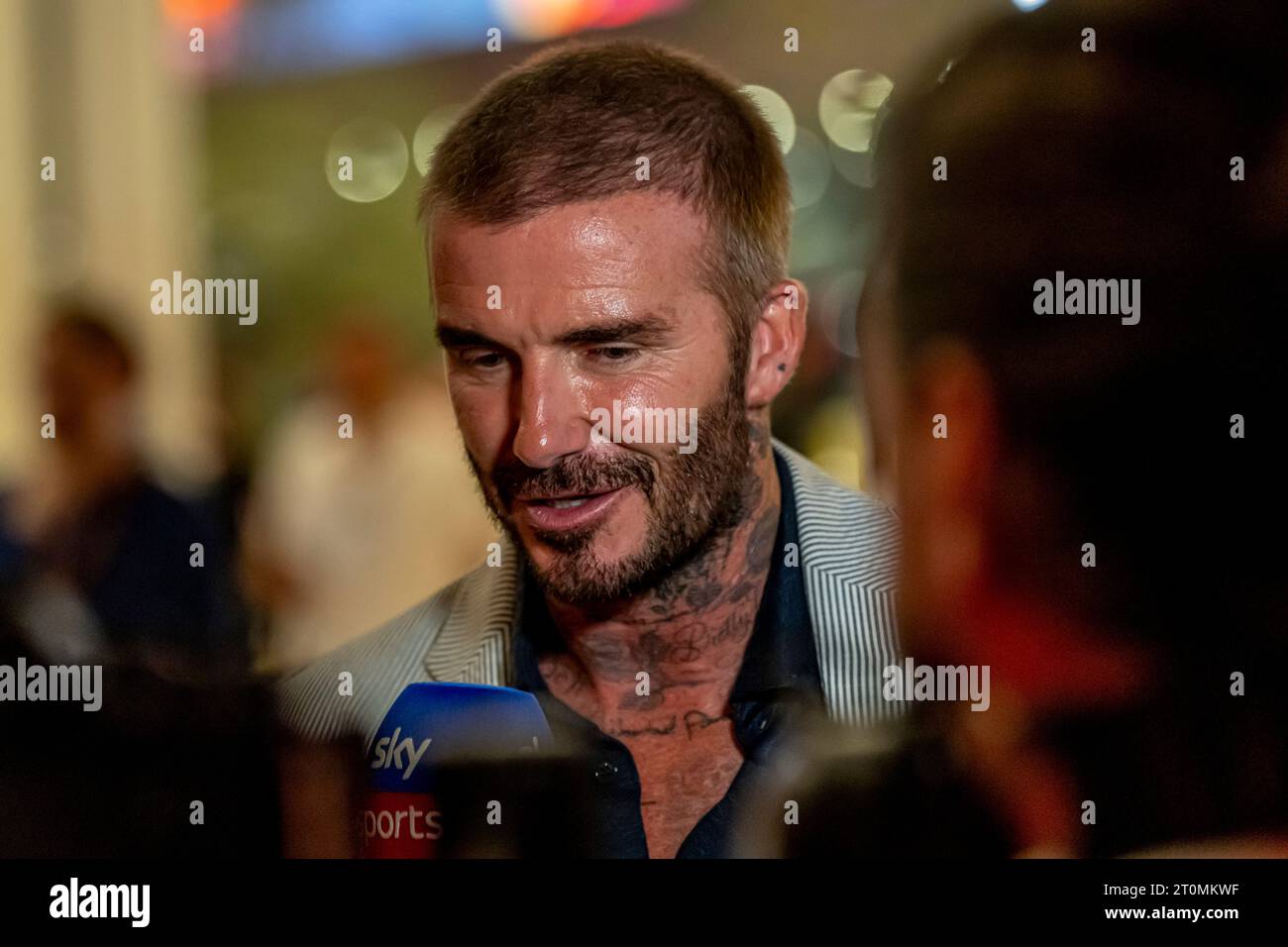 Lusail, Losail, 08. Oktober 2023, David Beckham beim Sprint-Rennen, Runde 18 der Formel-1-Meisterschaft 2023. Quelle: Michael Potts/Alamy Live News Stockfoto