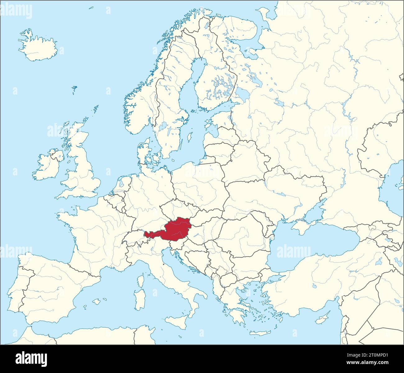 Lageplan der REPUBLIK ÖSTERREICH, EUROPA Stock Vektor