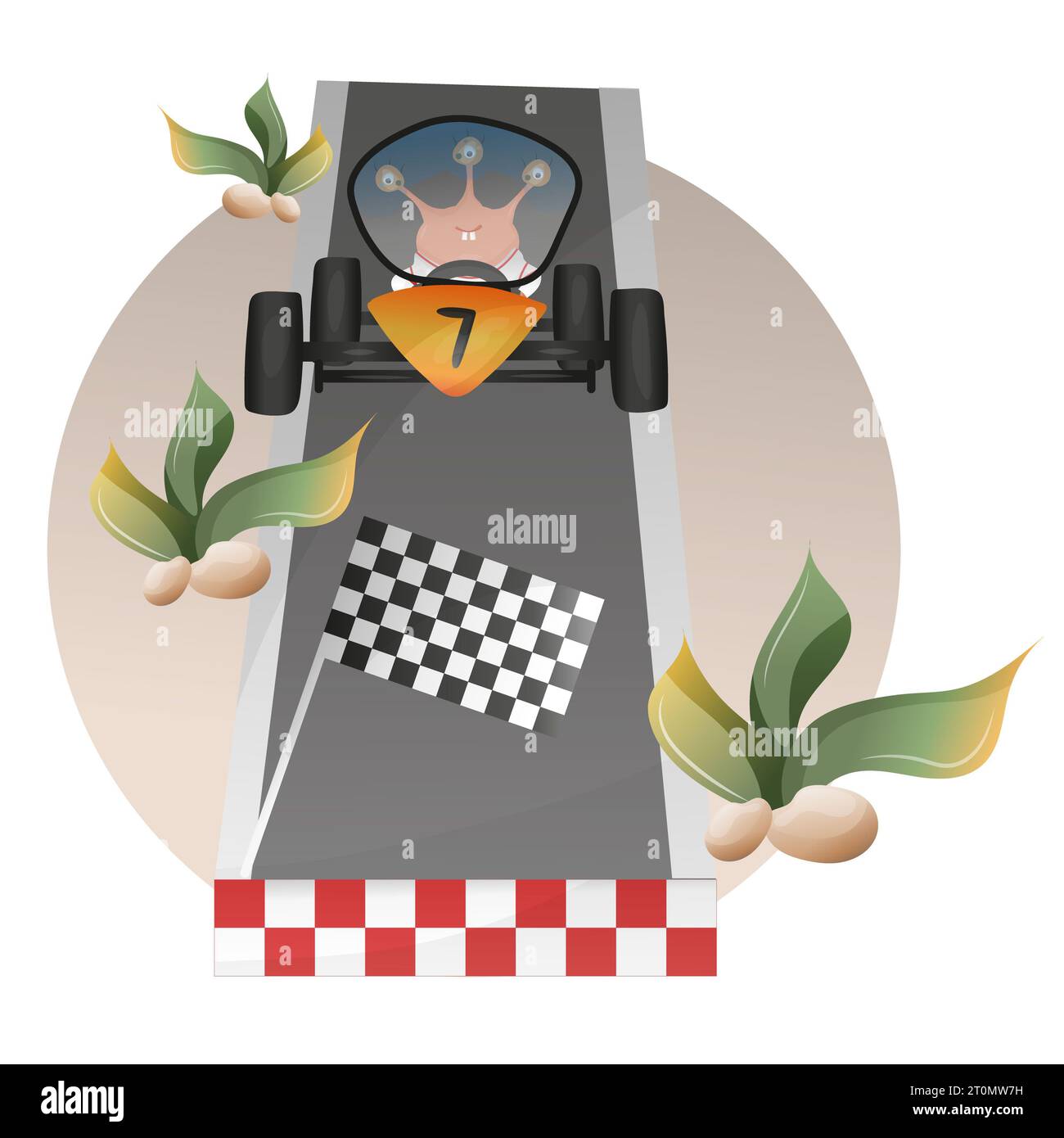 Niedliche sportliche Monster-Illustration, grafische Racer-ClipArt, Aktivitäten Elemente Clipart Stockfoto