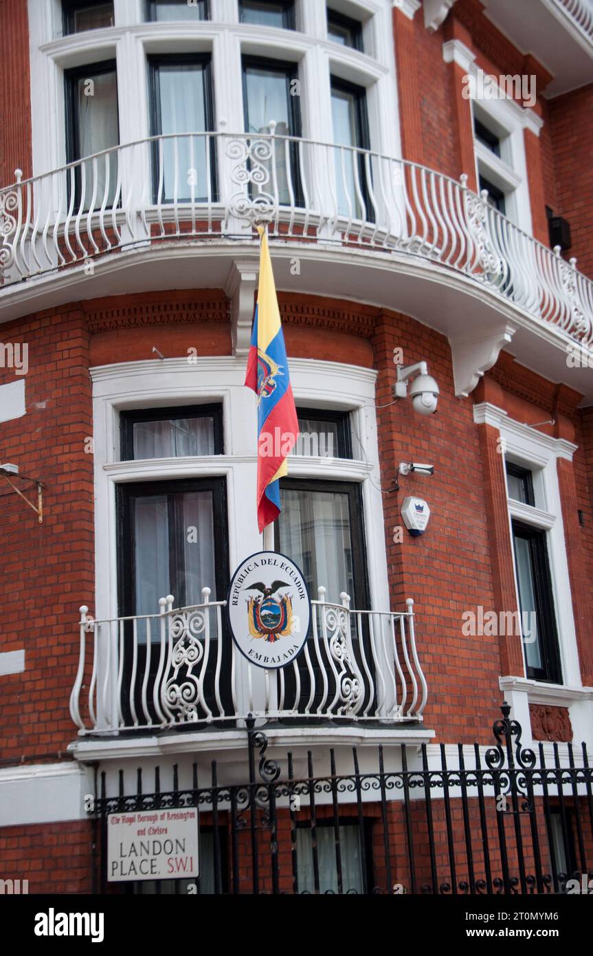 Die ecuadorianische Botschaft, in der Julian Lasange mehrere Jahre lebte, Knightsbridge, London, Großbritannien Stockfoto