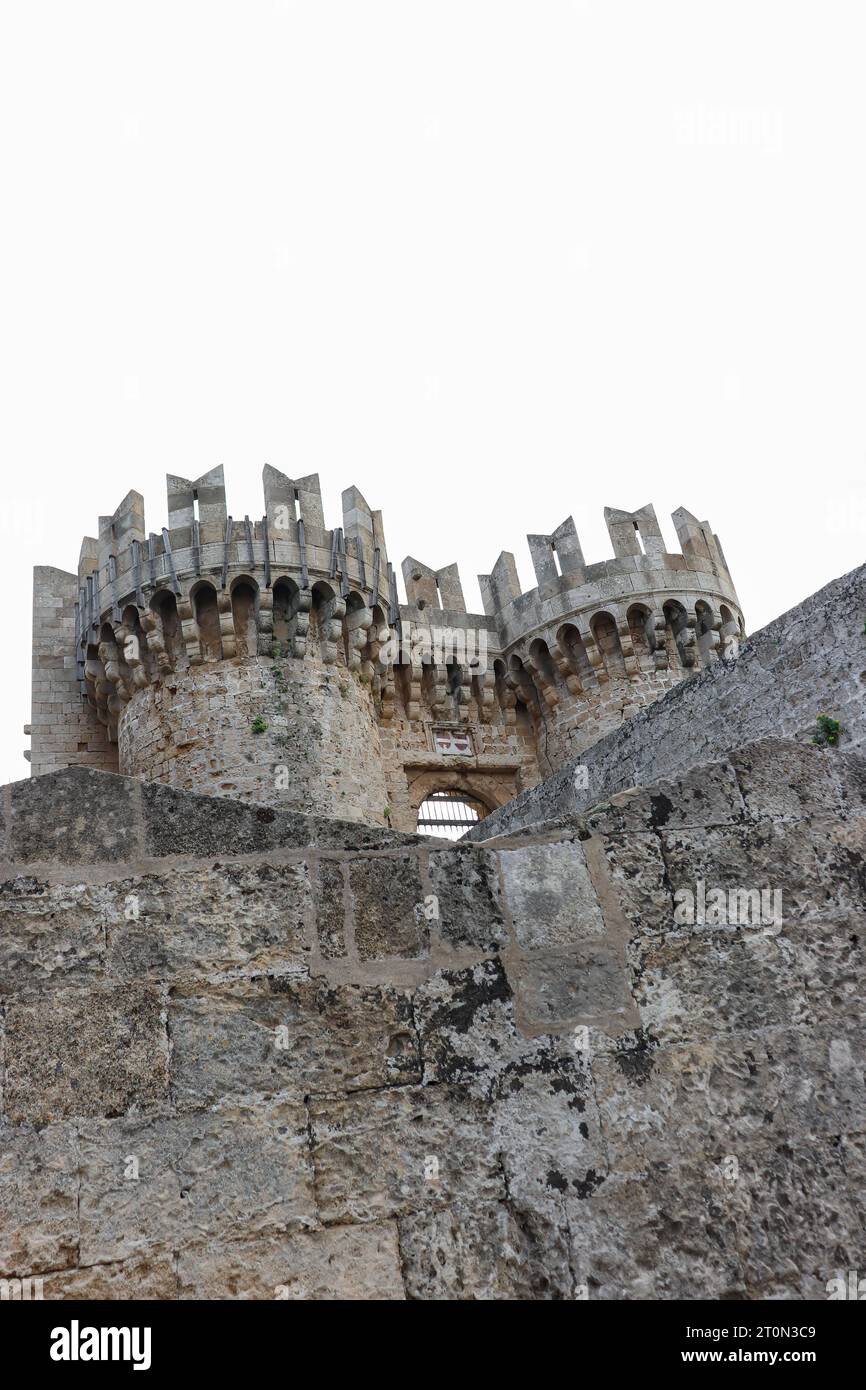 Blick auf die oberste Festung des Palastes des Großmeisters der Ritter von Rhodos Stockfoto