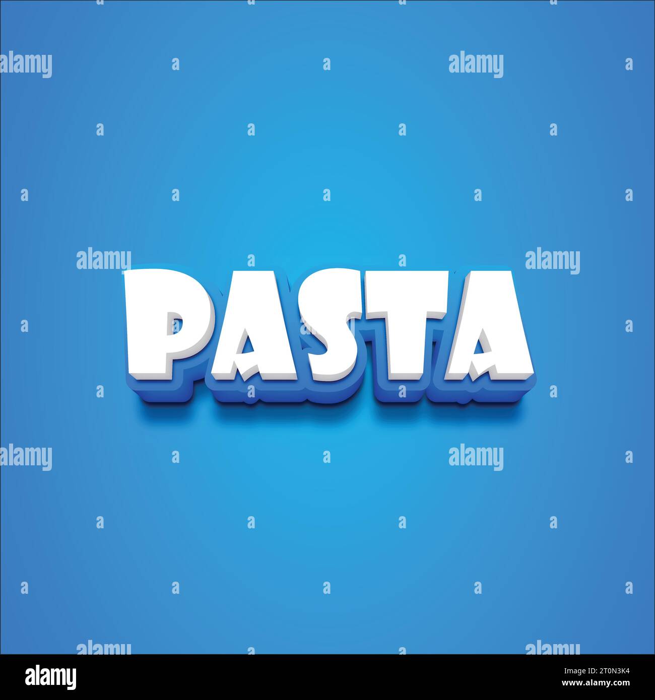 Vektor-3D-Pasta-Text auf blauem Schwarzgrund. Stock Vektor