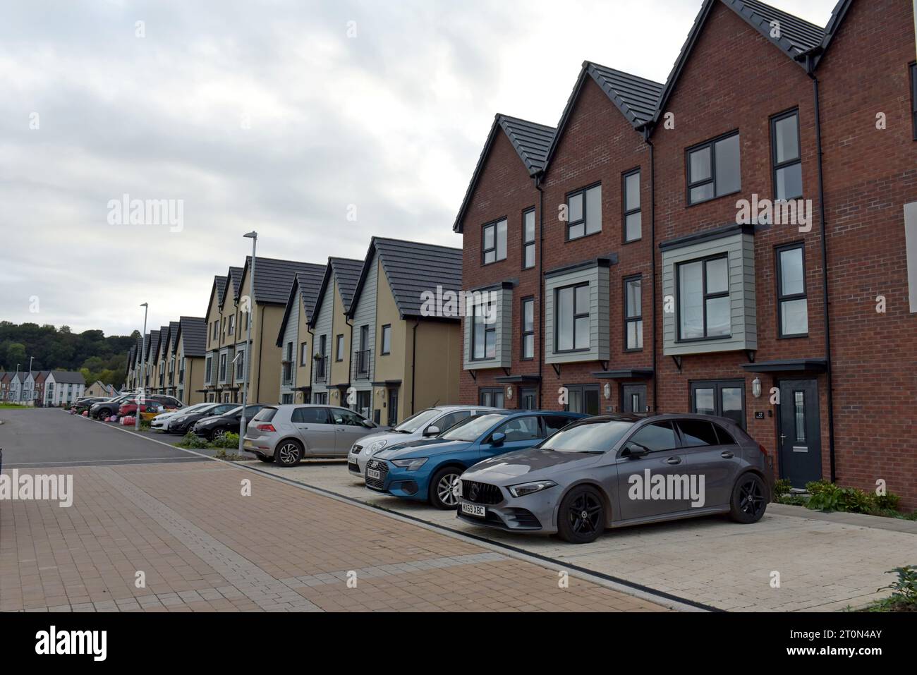 Neu besetzte Häuser im David Wilson Homes Brunel Quarter Housing Estate, Mabey, Chepstow, September 2023 Stockfoto