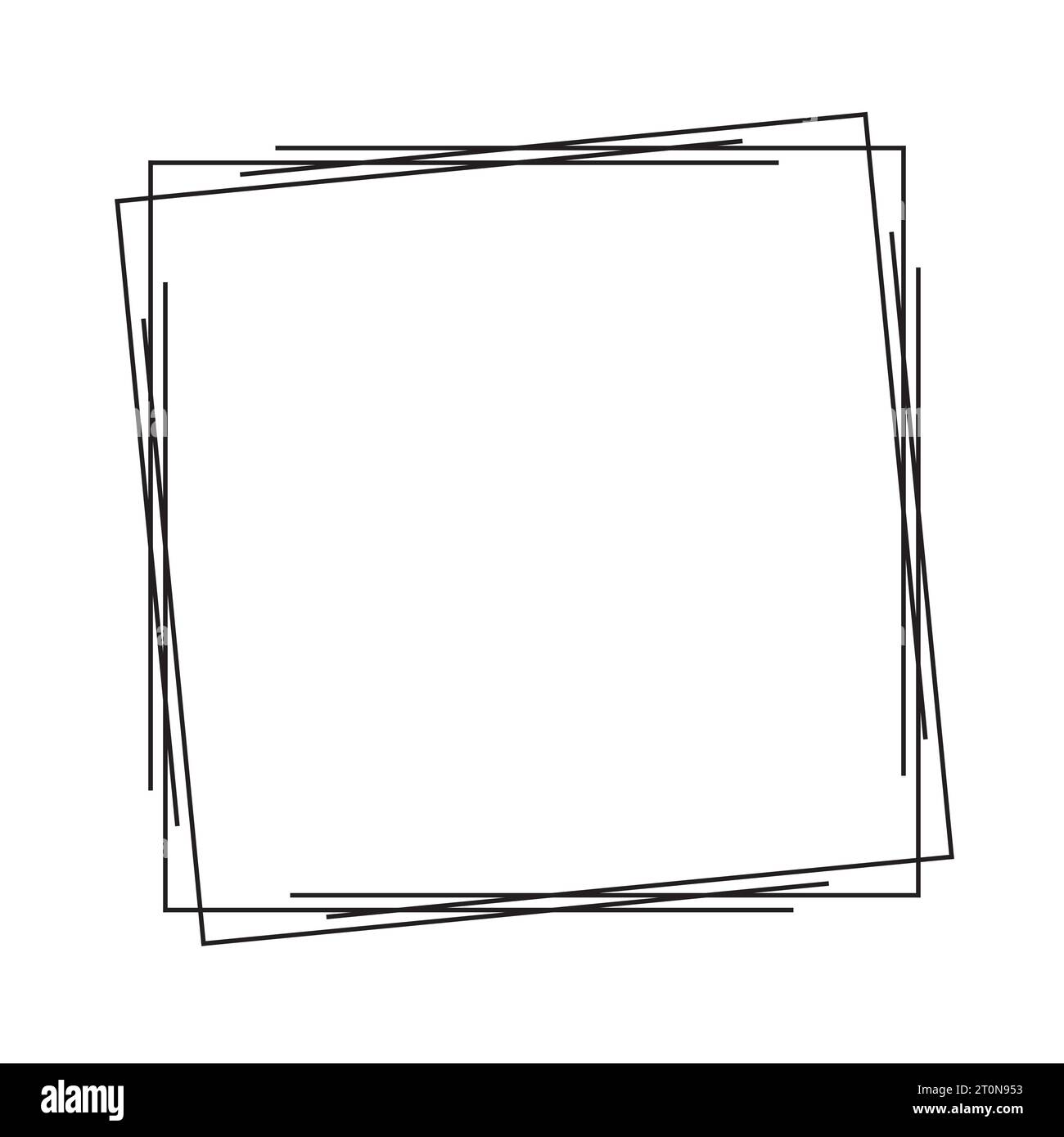 Schwarzer geometrischer Rahmen isoliert auf weiß - geometrische Art-déco-Stilvorlage für Einladungskarten, Flyer - Line-Art-Vektor-Design Stock Vektor