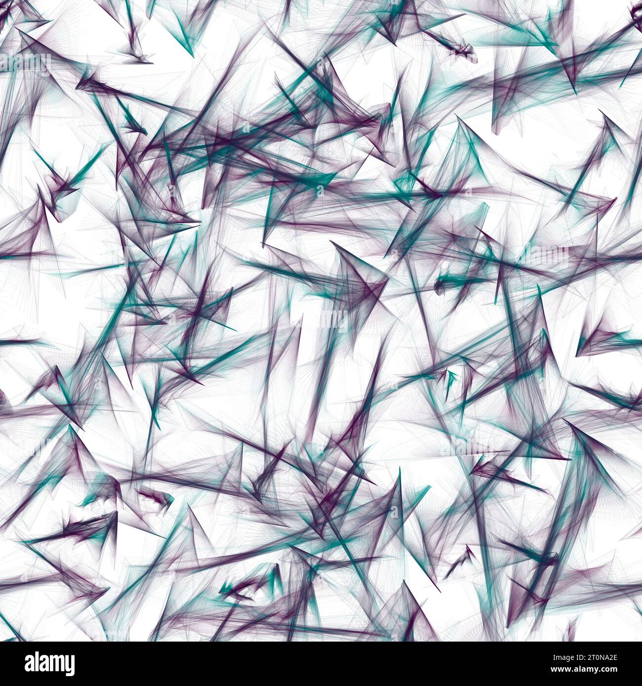 Abstrakter fraktaler Hintergrund mit violetten und blauen Pinselstrichen. Scharfe Ecken. Nachahmung von Bleistiftskizzen. Nahtloses Wiederholungsmuster. Stockfoto