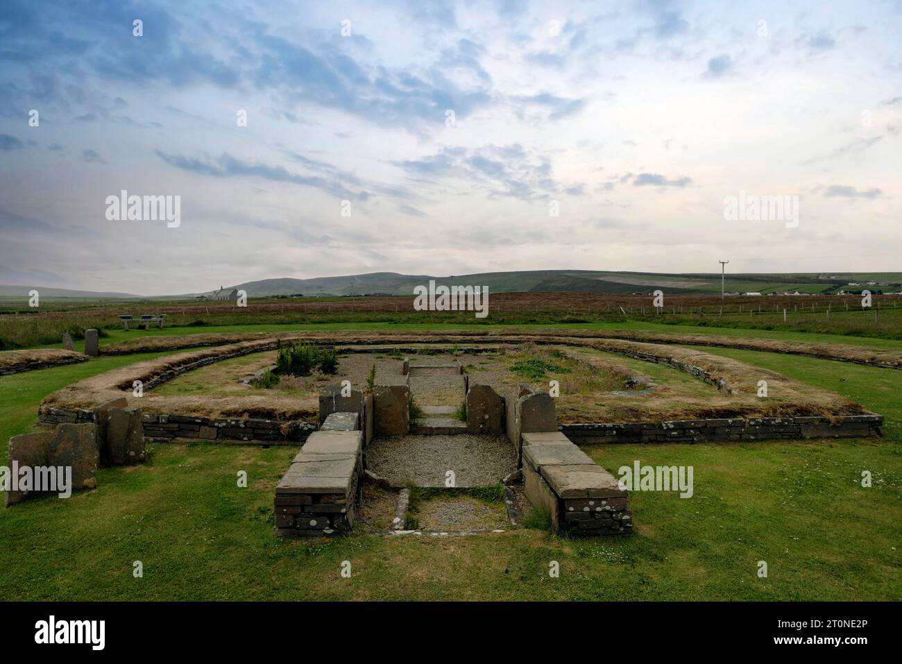 Neolithische Siedlung Barnhouse in der Nähe der Stones of Stenness in Orkney, Schottland. Stockfoto