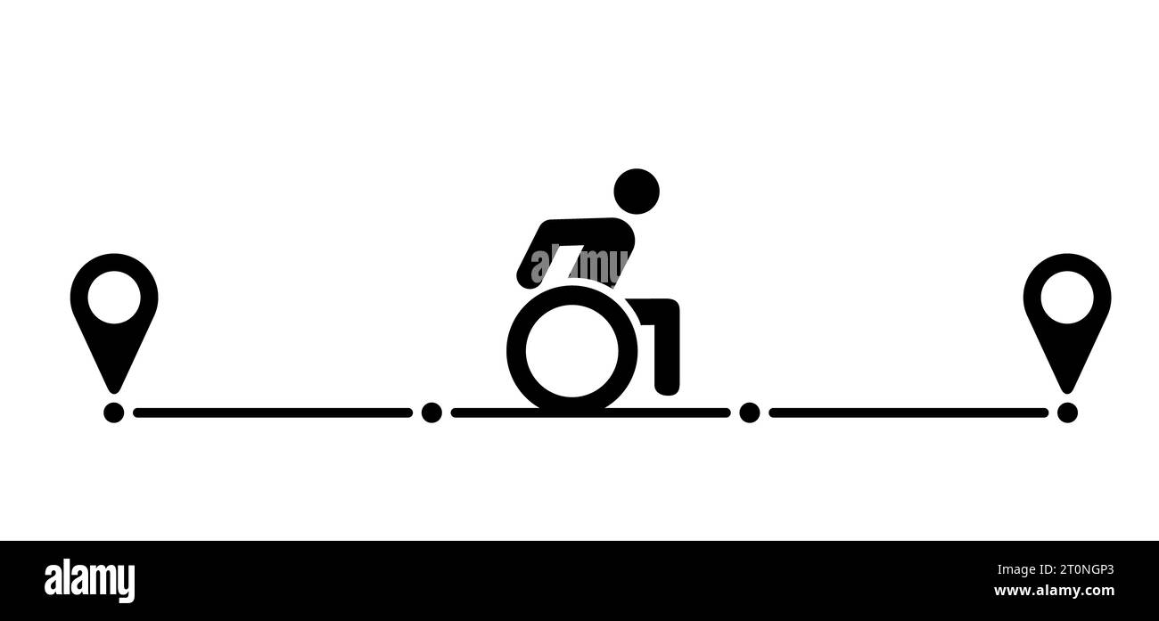 Rollstuhlsportler Tag, Person mit Behinderung, Menschen mit Behinderung oder körperlicher Behinderung. Vektorpiktogramm oder Symbol für den Zugang zu Rollstühlen. Mobilität Stockfoto