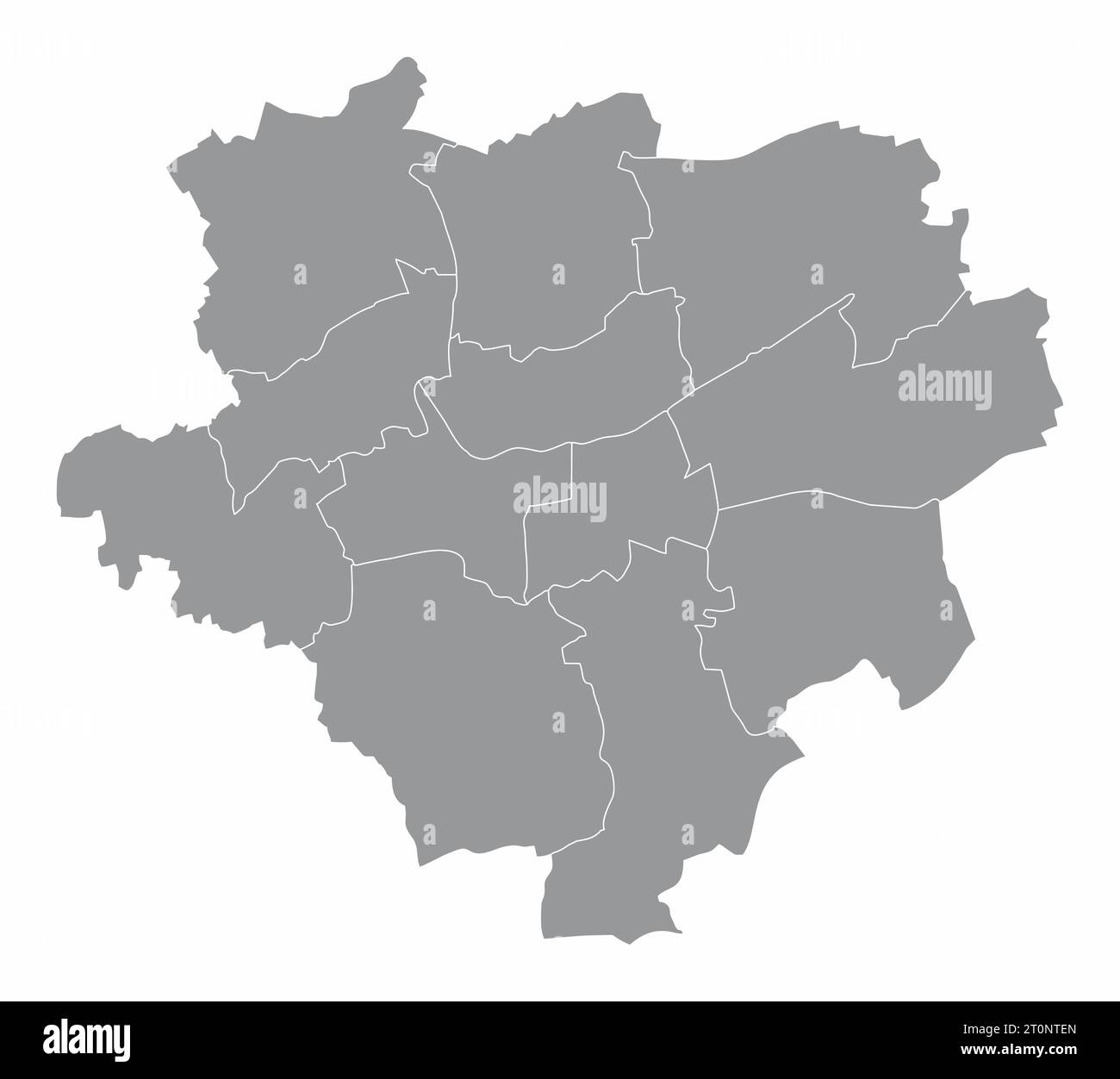 Stadtverwaltungskarte Dortmund isoliert auf weißem Hintergrund, Deutschland Stock Vektor