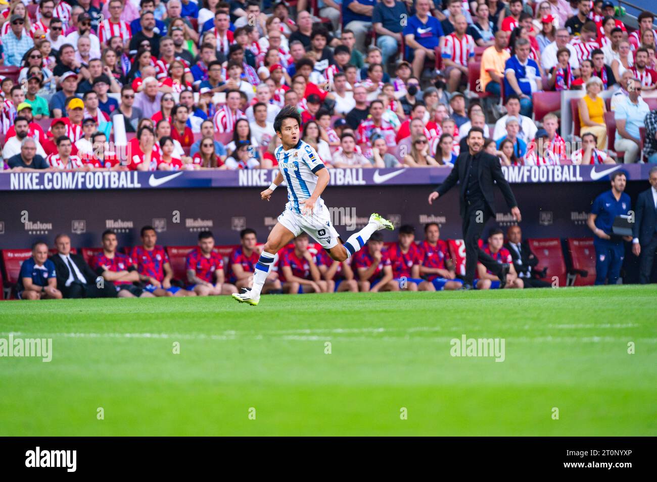 Madrid, Madrid, Spanien. Oktober 2023. Takefusa Kubo (Real Sociedad) während des Fußballspiels der spanischen Meisterschaft La Liga EA Sports zwischen Atletico Madrid und Real Sociedad spielte am 08. Oktober 2023 im Civitas Metropolitano Stadion in Madrid, Spanien (Credit Image: © Alberto Gardin/ZUMA Press Wire) NUR ZUR REDAKTIONELLEN VERWENDUNG! Nicht für kommerzielle ZWECKE! Stockfoto