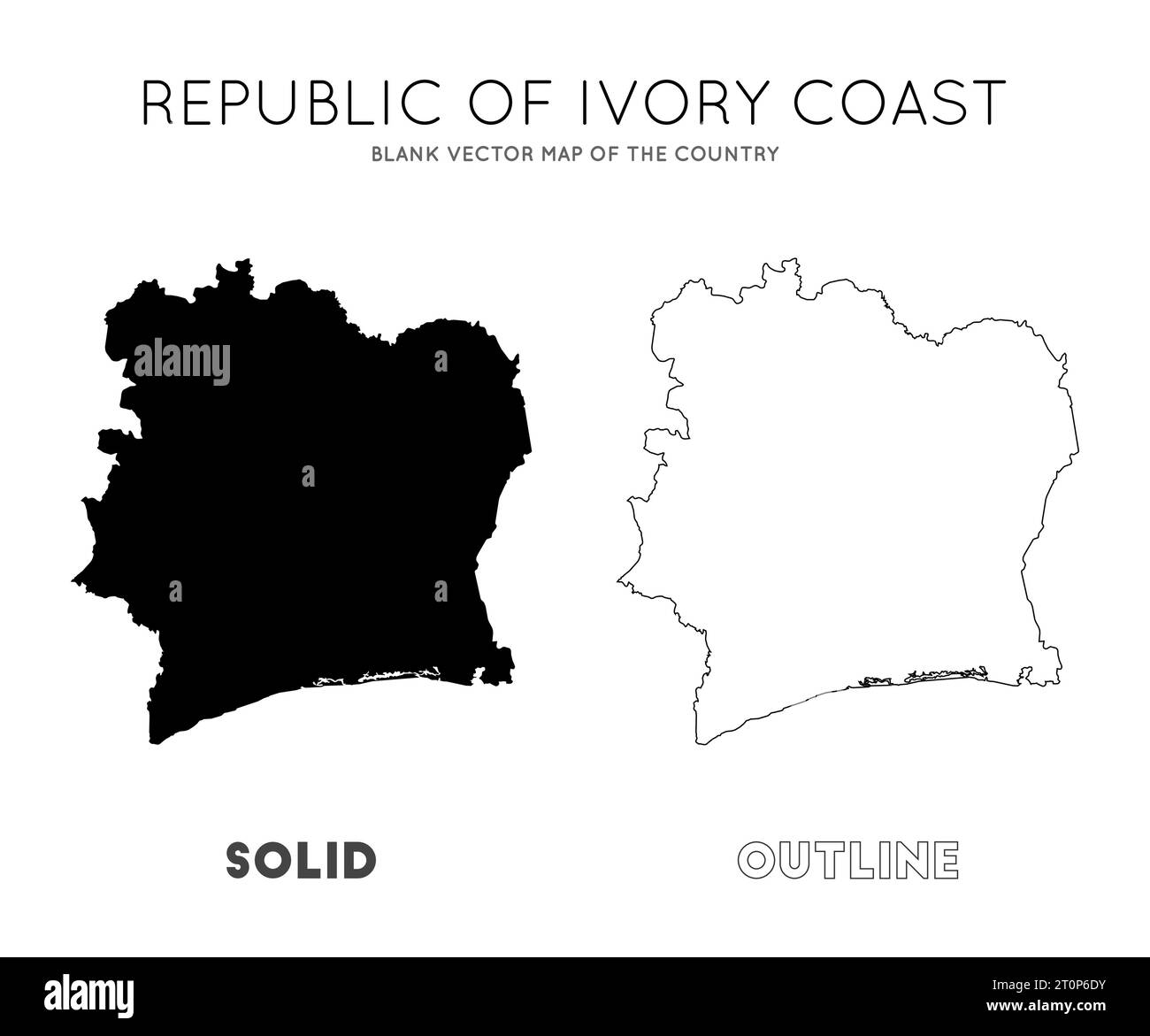 Karte der Elfenbeinküste. Leere Vektorkarte des Landes. Grenzen der Elfenbeinküste für Ihre Infografik. Vektorabbildung. Stock Vektor