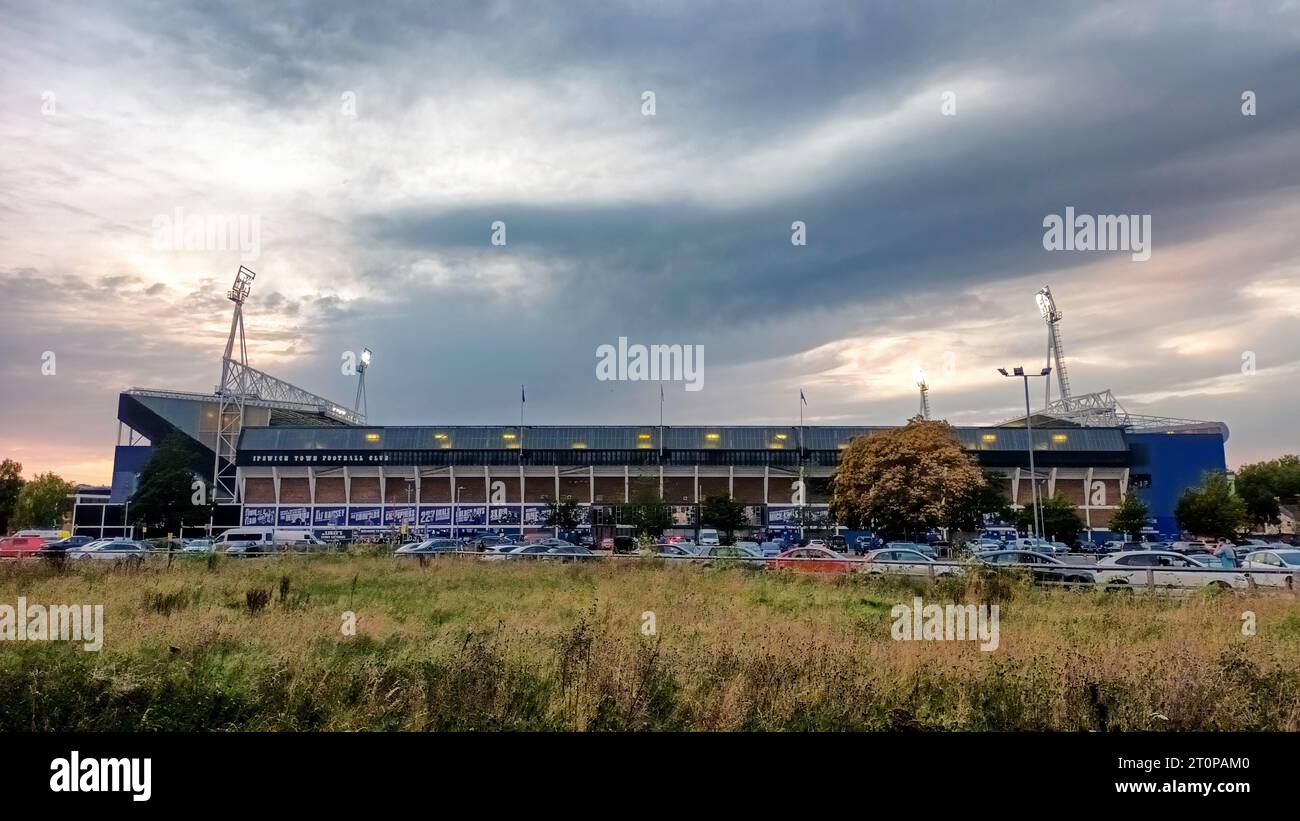 Die Portman Road ist die Heimat des Ipswich Town Football Club in Suffolk, Großbritannien Stockfoto