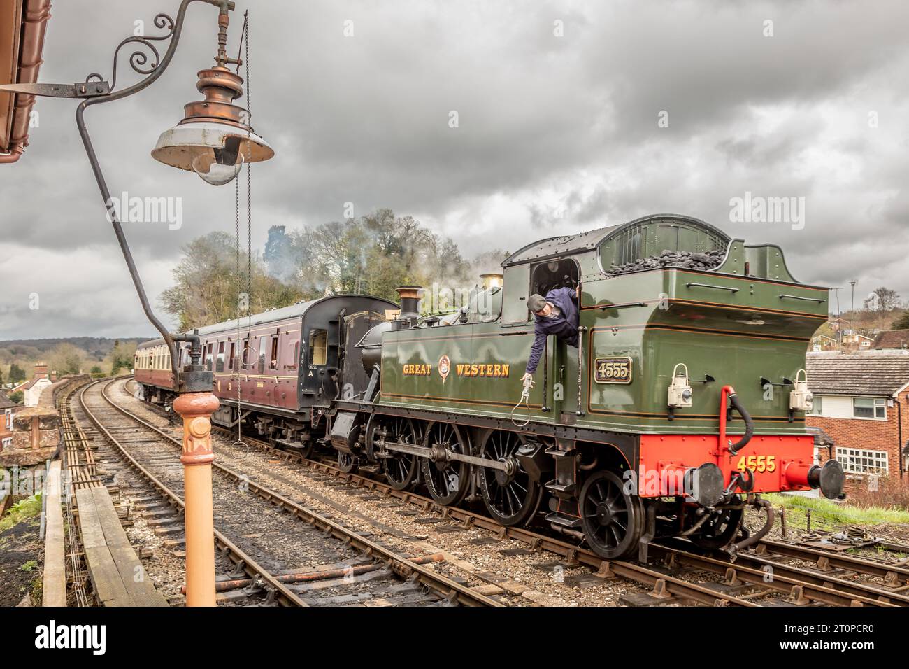 Die GWR '4500' 2-6-2T Nr. 4555 erreicht Bewdley mit der Severn Valley Railway Stockfoto