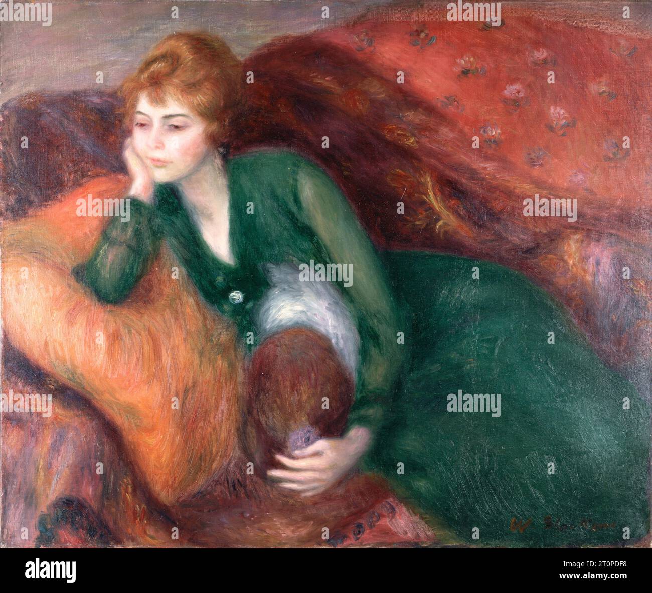 William James Glackens - Junge Frau in Grün - 1915 Stockfoto