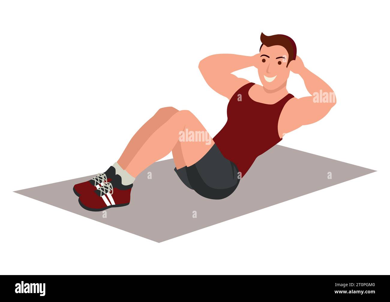 Einfache flache Vektor-Illustration eines Mannes, der sich aufsetzt Stock Vektor