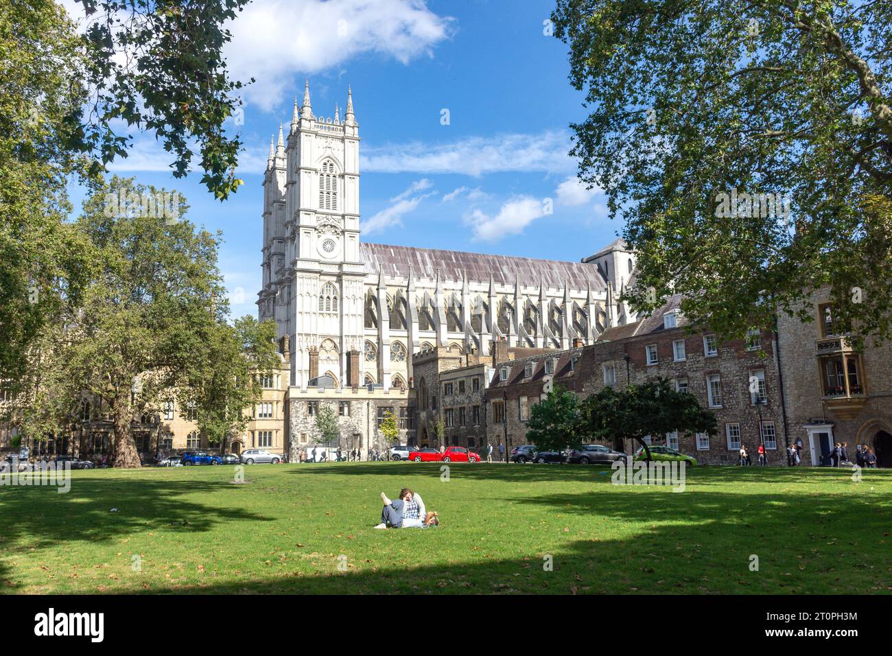Westminster School and Abbey aus Deans Yard, City of Westminster, Greater London, England, Vereinigtes Königreich Stockfoto