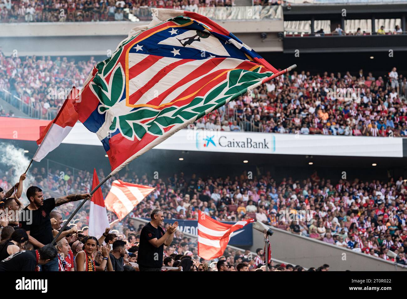 Madrid, Spanien. Oktober 2023. Atletico de Madrid Spieler feiern beim LaLiga EA Sports Match zwischen Atletico Madrid und Real Sociedad im Civitas Metropolitano Stadium. Endergebnis: Atletico de Madrid 2:1 Real Sociedad. (Foto: Diego Radames/SOPA Images/SIPA USA) Credit: SIPA USA/Alamy Live News Stockfoto