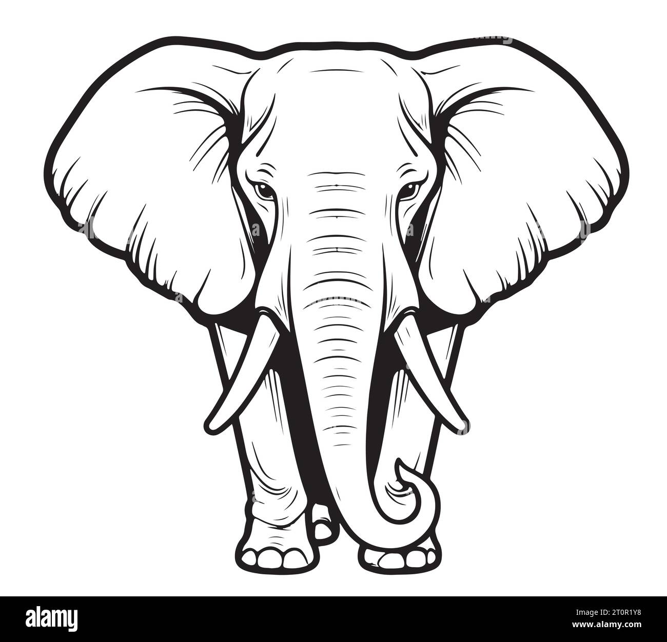 Elefantentierskizze handgezeichnet Vektor-Safari Stock Vektor