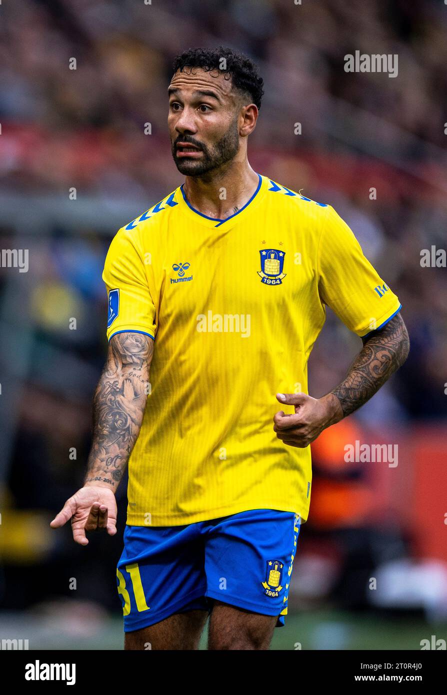 Broendby, Dänemark. Oktober 2023. Sean Klaiber (31) von Broendby IF im 3F Superliga-Spiel zwischen Broendby IF und Viborg FF im Broendby Stadion in Broendby. (Foto: Gonzales Photo/Alamy Live News Stockfoto