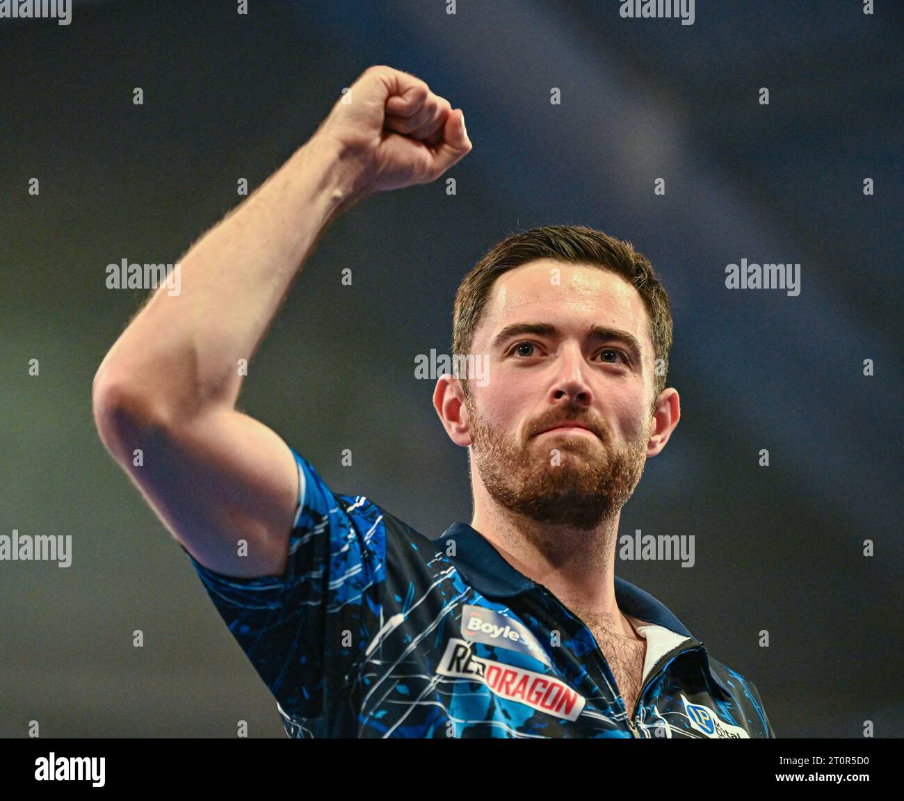 Morningside Arena, Leicester, Großbritannien. Oktober 2023. 2023 PDC BoyleSports World Grand Prix Darts Final; Luke Humphries Champion Credit: Action Plus Sports/Alamy Live News Stockfoto