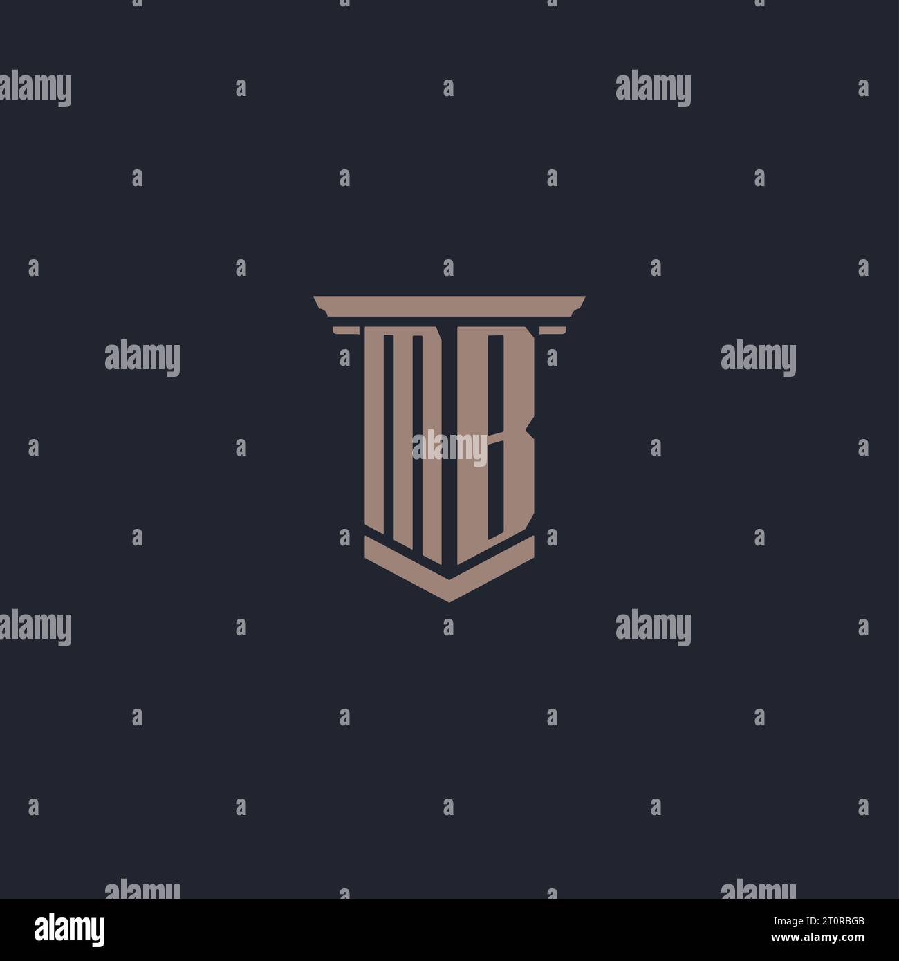 MB Initial Monogramm-Logo mit Säulendesign Stock Vektor