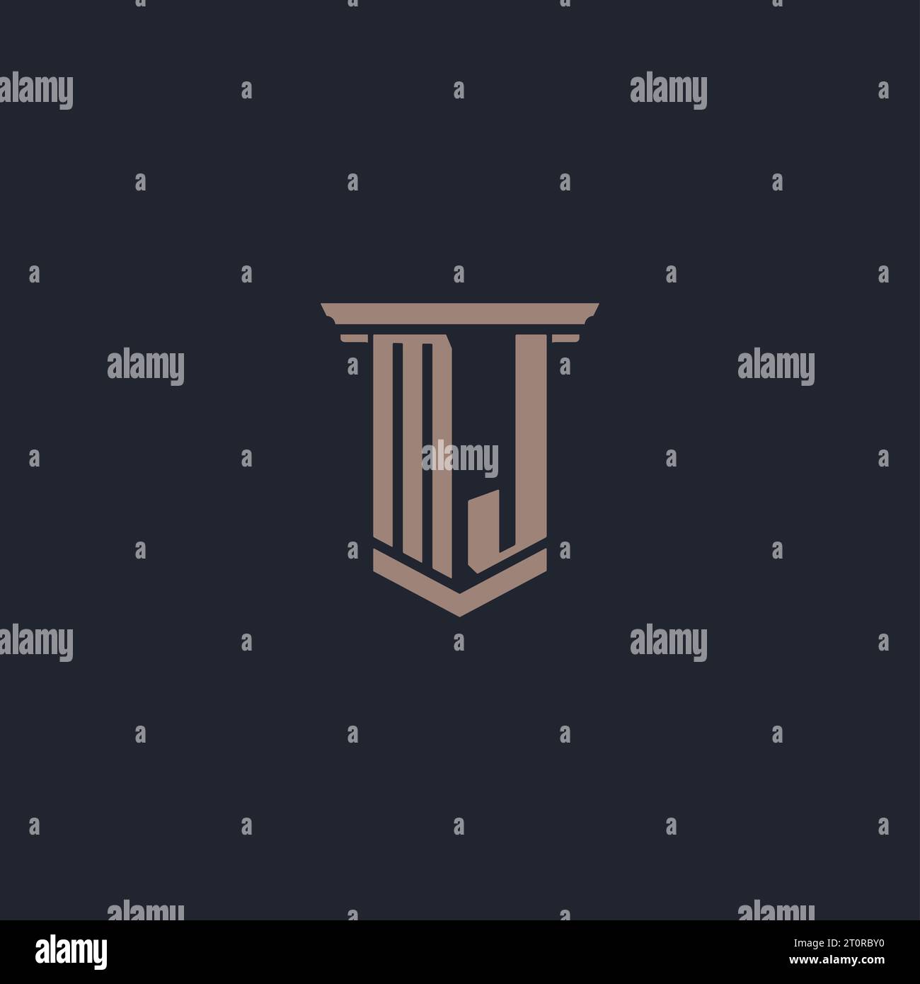 MJ Initial Monogramm-Logo mit Säulendesign Stock Vektor