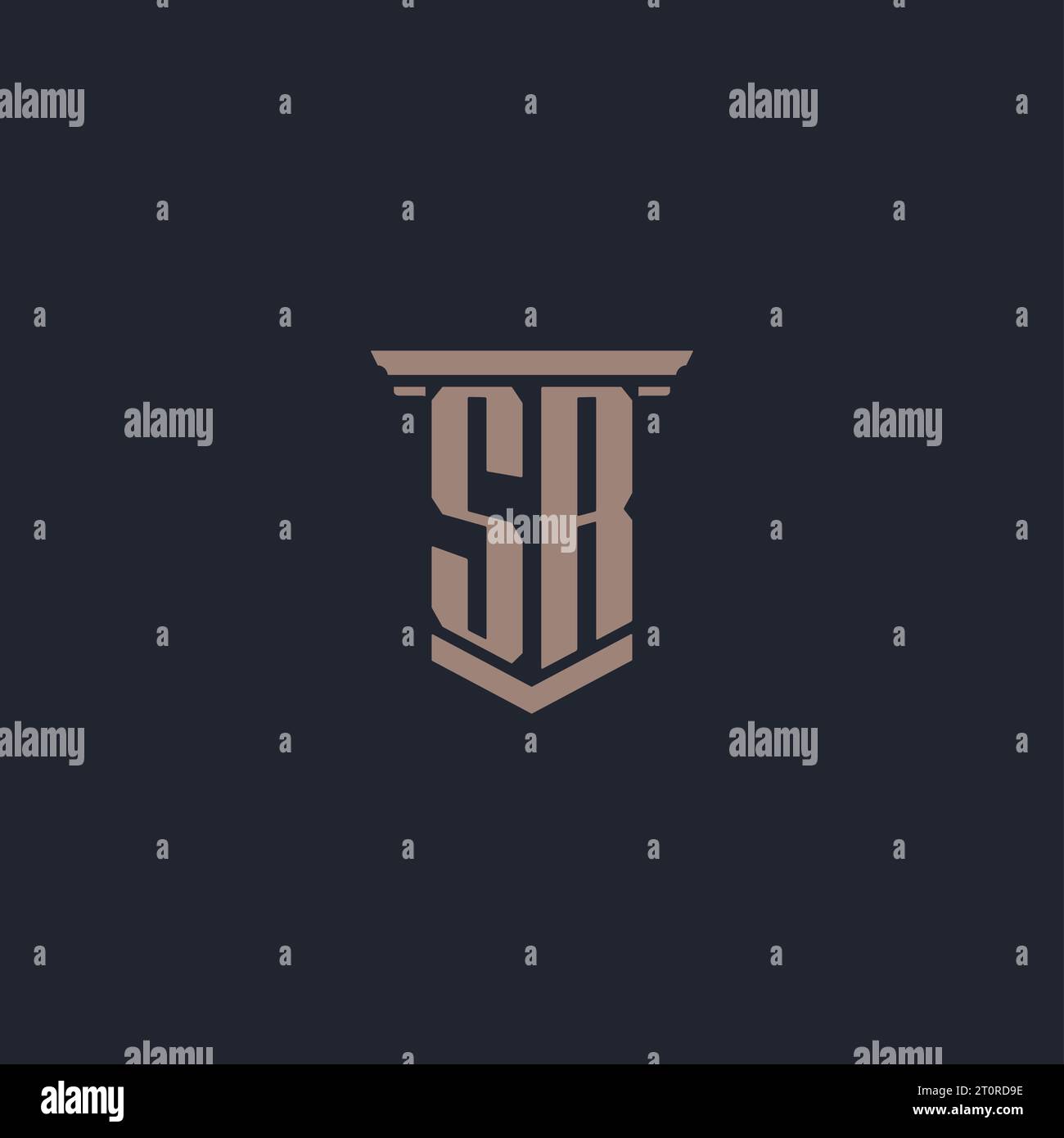 SR Initial Monogramm-Logo mit Säulendesign Stock Vektor