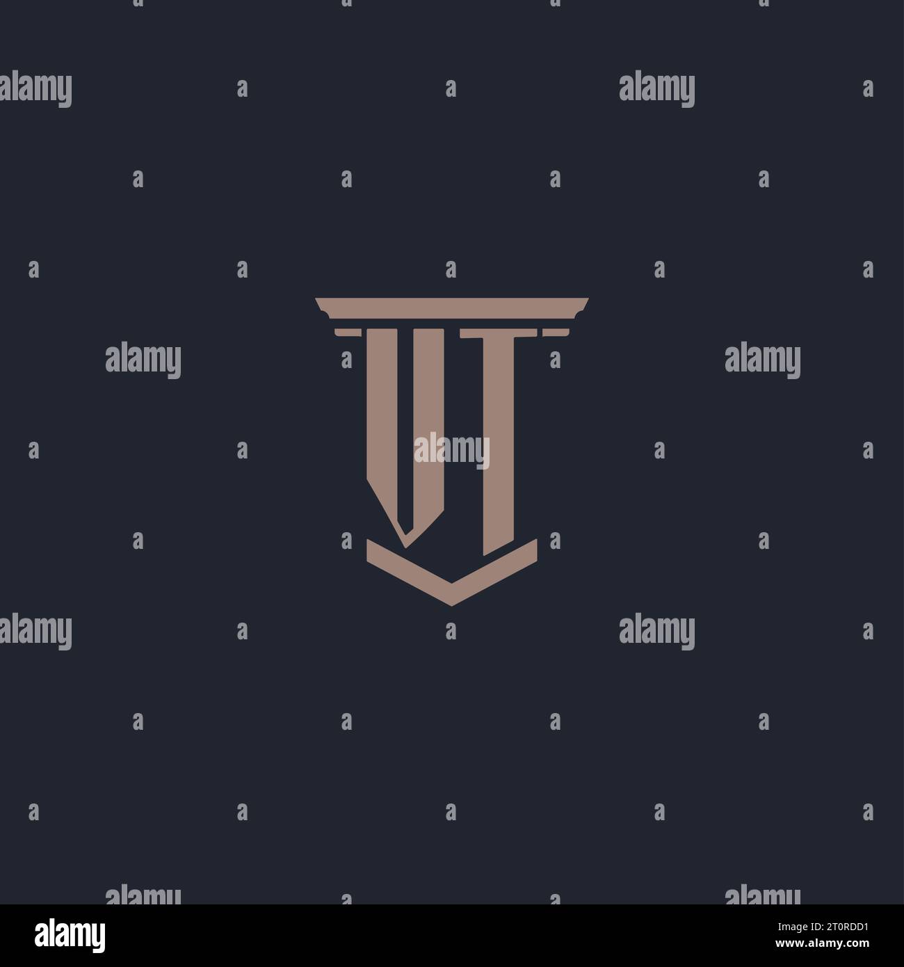 VT Initial Monogramm-Logo mit Säulendesign Stock Vektor