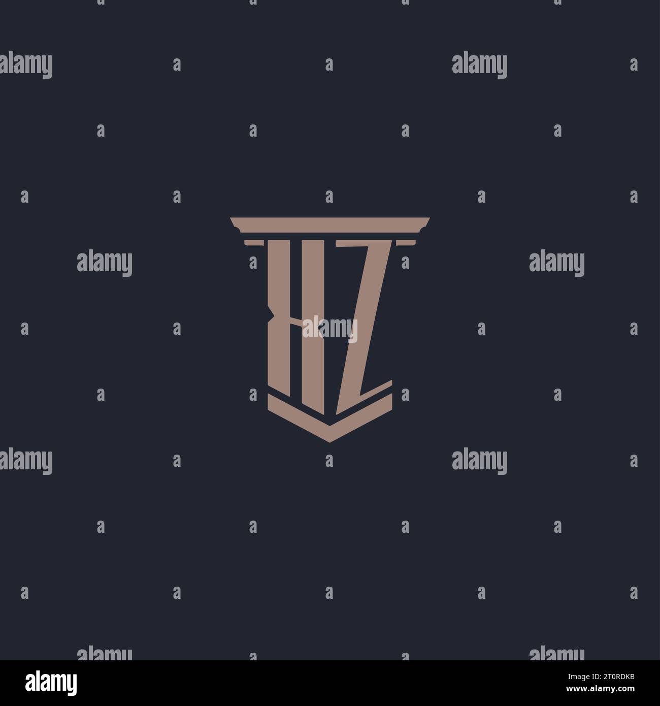 XZ Initial Monogramm-Logo mit säulenförmigem Design Stock Vektor