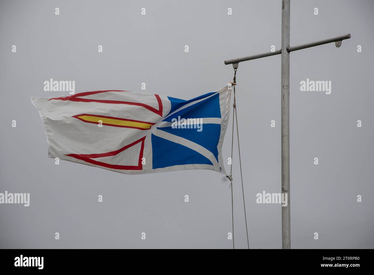 Neufundland-Flagge im Memorial Park in St. Anthony, Neufundland & Labrador, Kanada Stockfoto