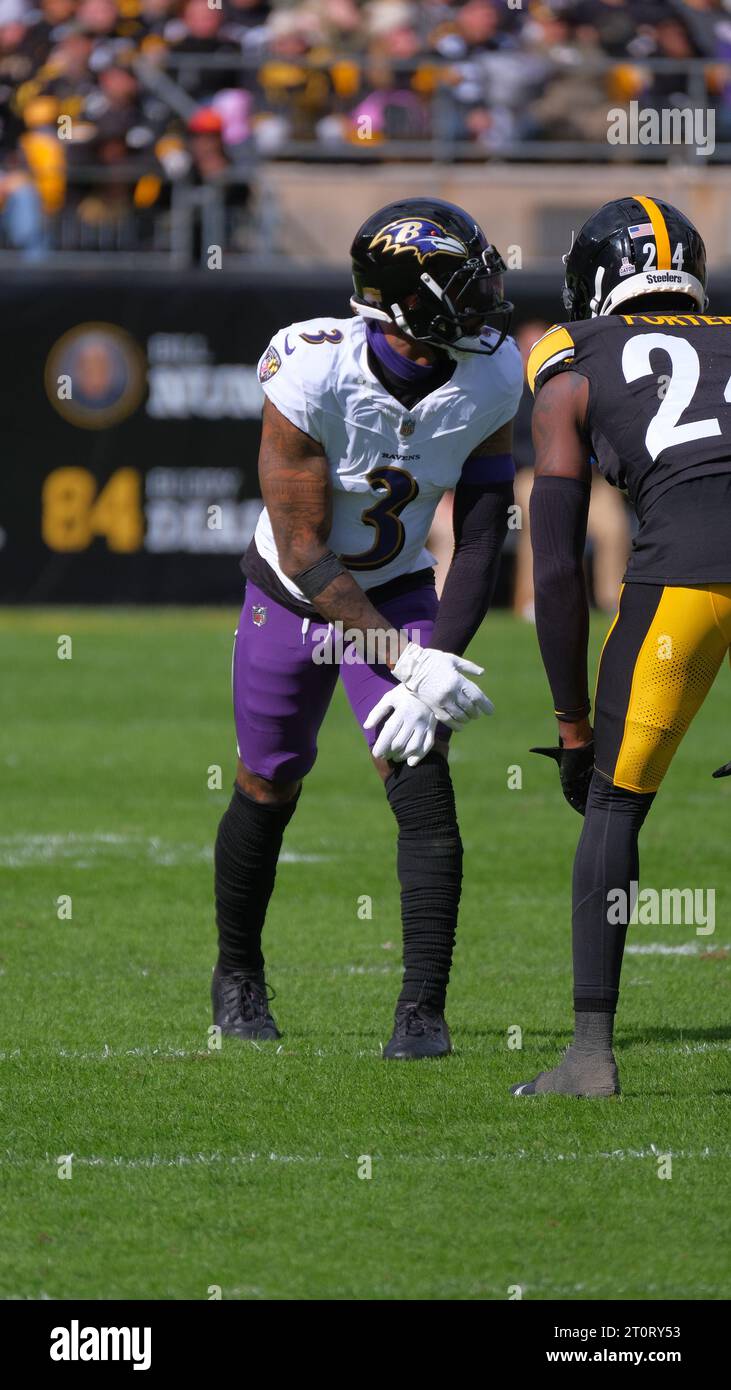 Odell Beckham Jr. 08. Oktober 2023. Platz 3 bei den Pittsburgh Steelers gegen Baltimore Ravens in Pittsburgh, PA. Jason Pohuski/CSM/Alamy Live News Stockfoto