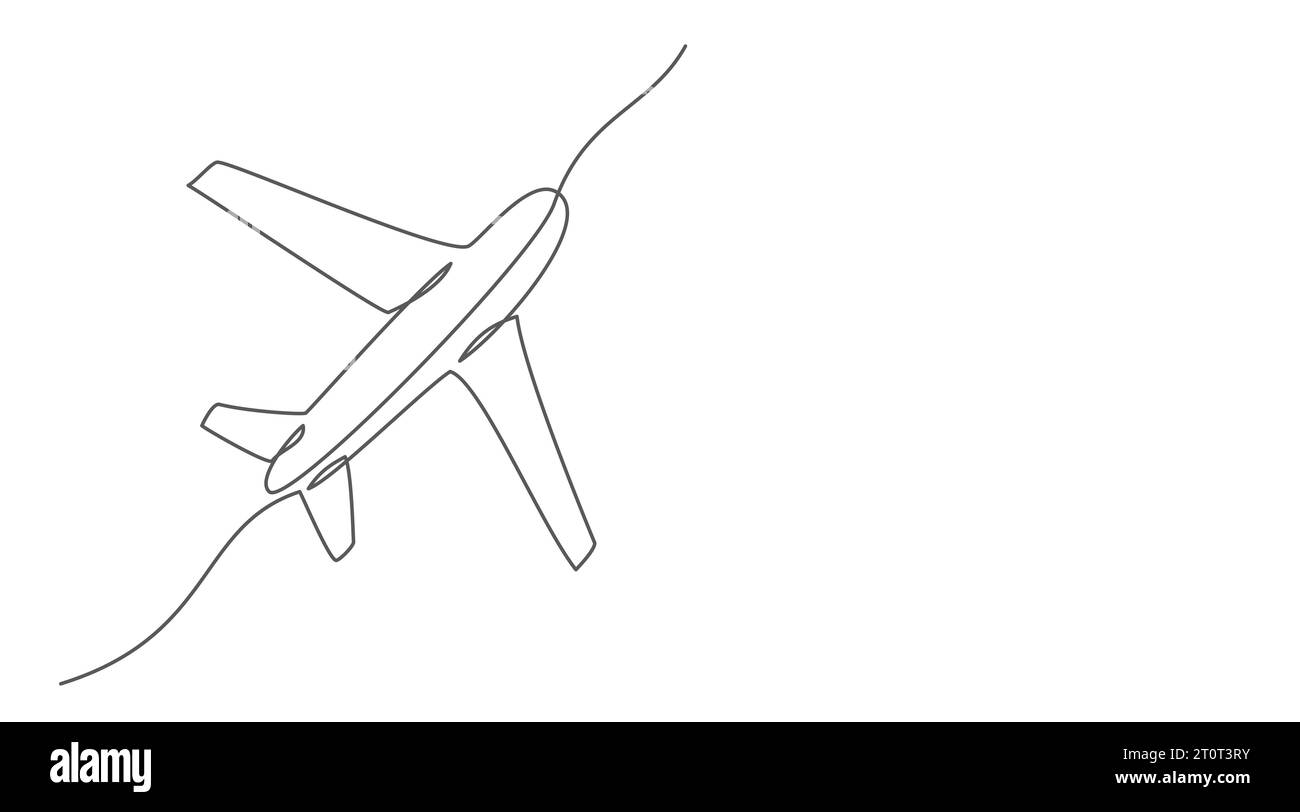 Flugzeug eine Linie Zeichnung isoliert auf weißem Hintergrund Stock Vektor