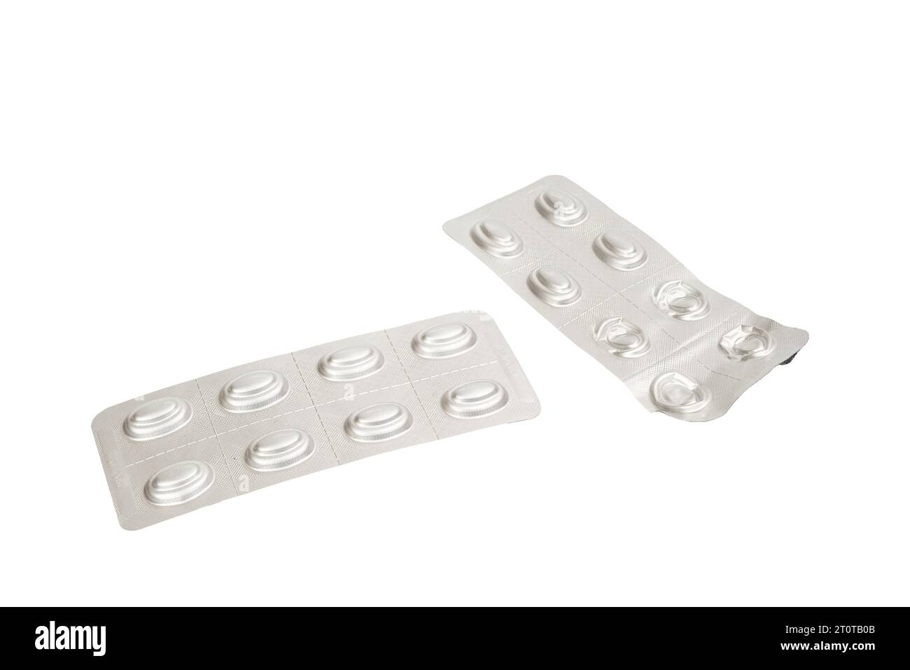 Blisterpackungen mit Arzneimitteln auf transparentem Hintergrund Stockfoto