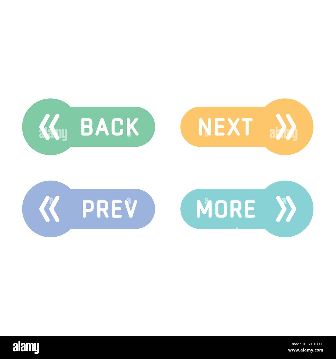 Die Symbole für den nächsten und den zurück-Pfeil einkreisen. Wischen Sie mit dem Symbol für die Vektorpfeile zurück und weitere Vektorpfeile. Stock Vektor