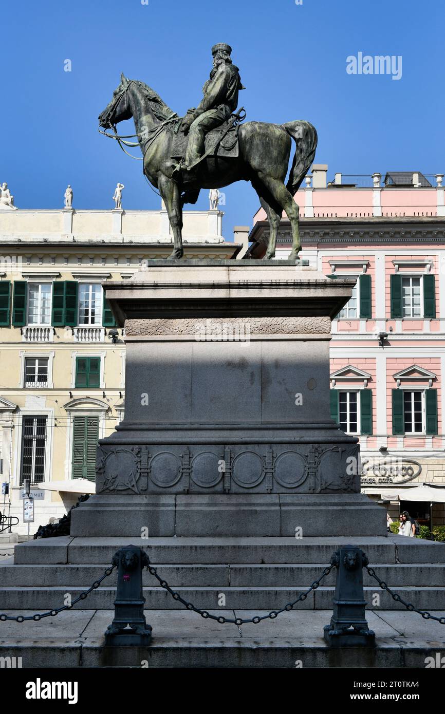 Genua, Pertini-Platz. Denkmal für Garibaldi Stockfoto