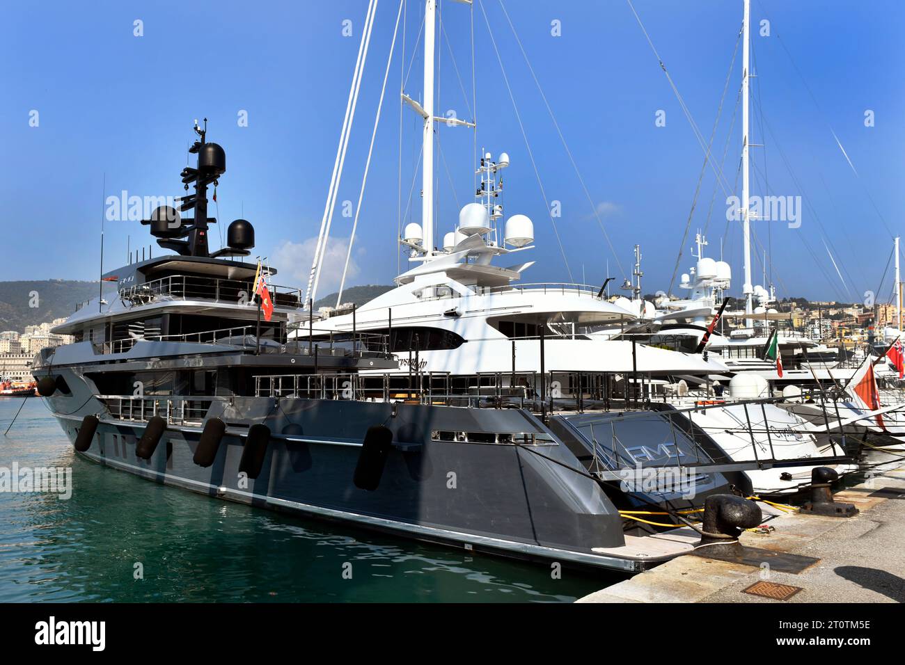 Genua, Yachten Stockfoto