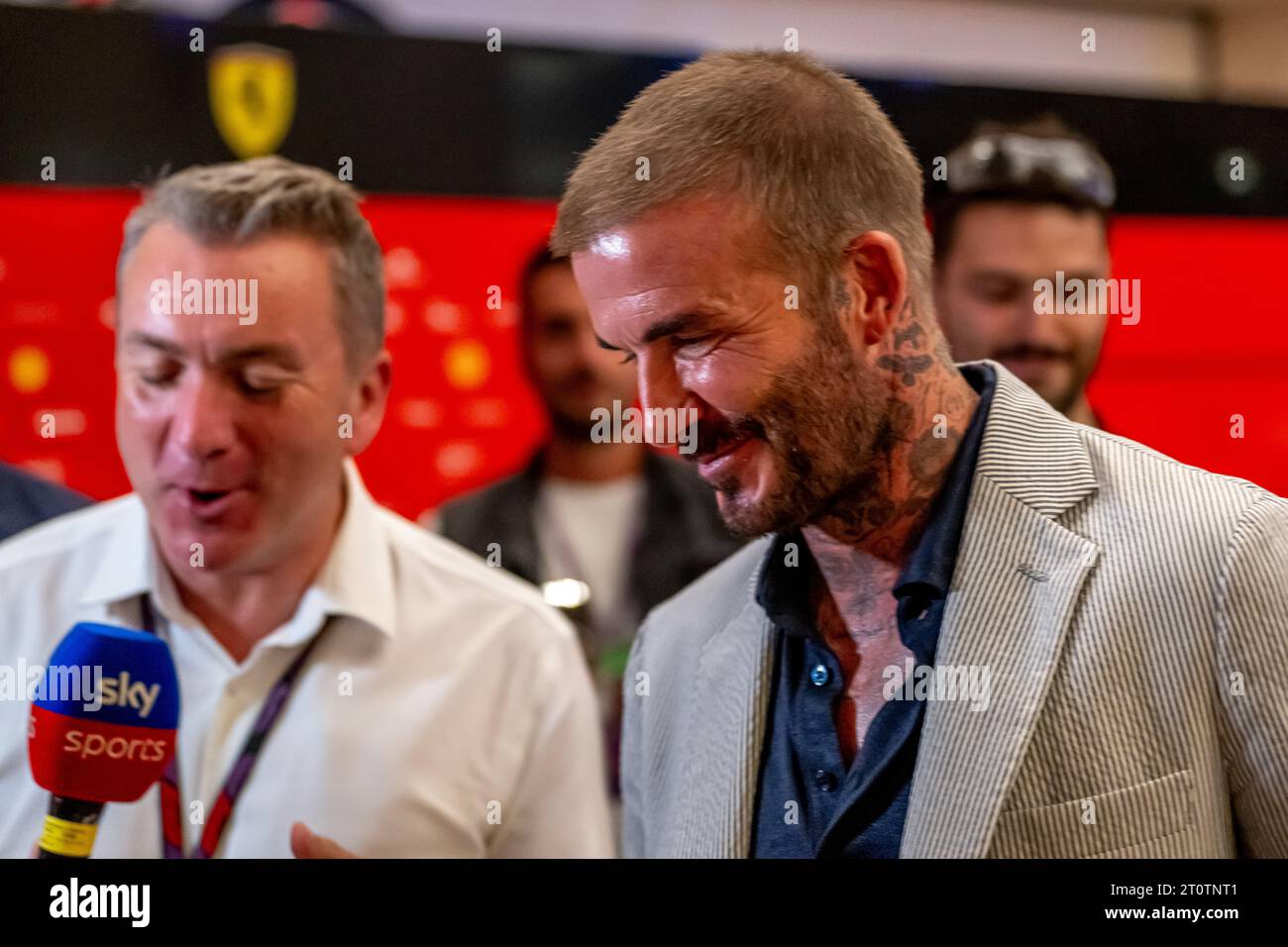 INTERNATIONAL CIRCUIT, LOSAIL - 05. OKTOBER: David Beckham, während des Grand Prix Katar auf dem International Circuit am Donnerstag, 05. Oktober 2023 in Lusail, Losail. (Foto: Michael Potts/BSR Agency) Credit: BSR Agency/Alamy Live News Stockfoto