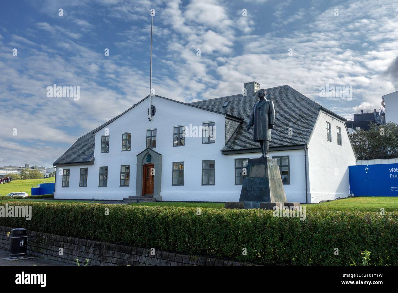 Außenansicht des Bürogebäudes des des iklandischen Premierministers in der Laekjargata Street Reykjavik Island Stockfoto