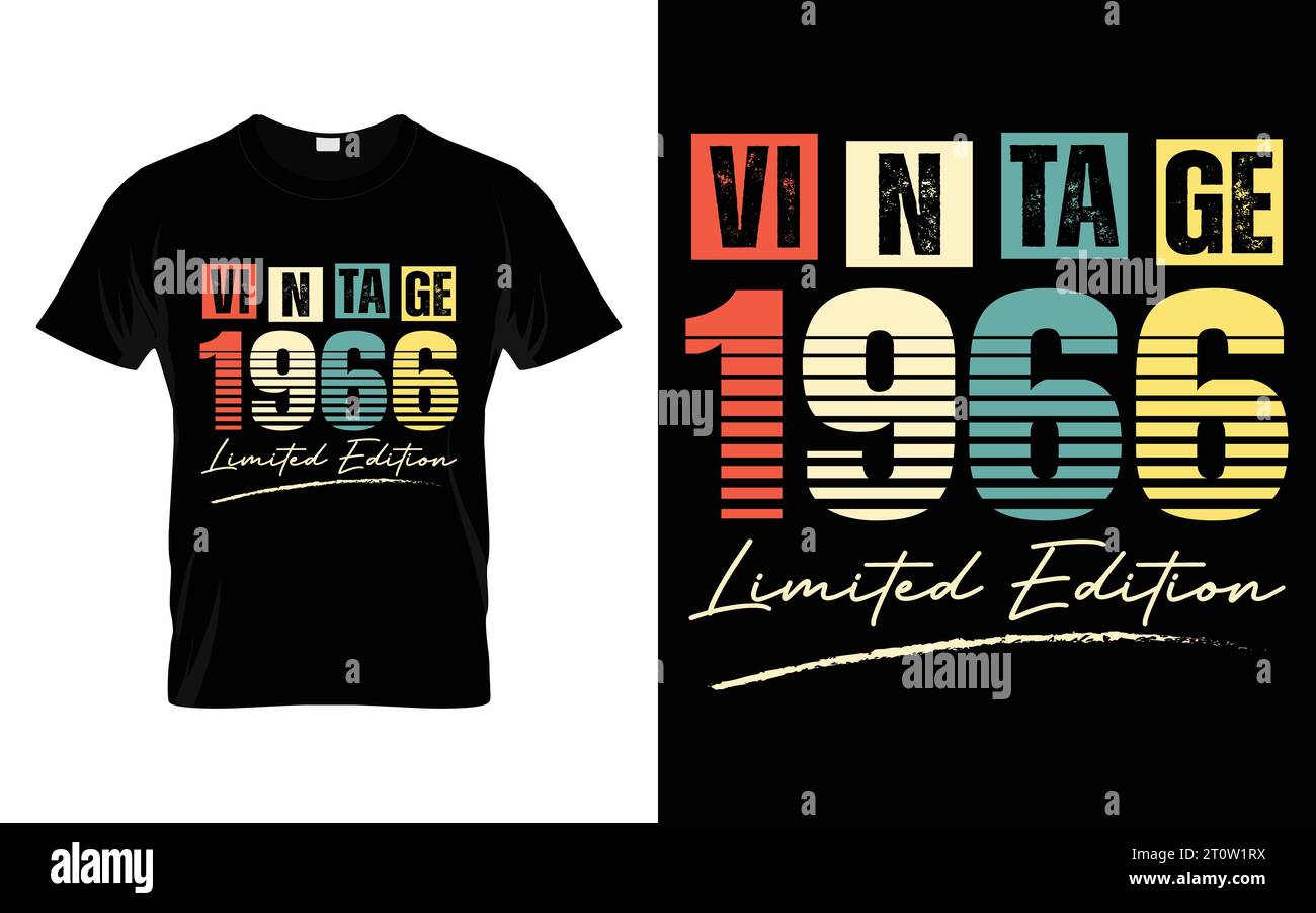 Vintage 1966 Limited Edition Happy Birthday Living Legend T-Shirt Stock Vektor