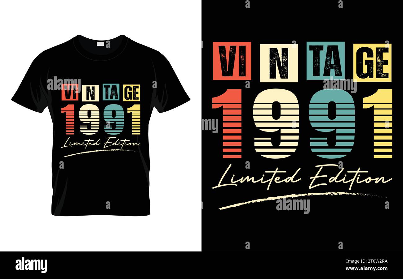 Vintage 1991 Limited Edition Happy Birthday Living Legend T-Shirt Stock Vektor
