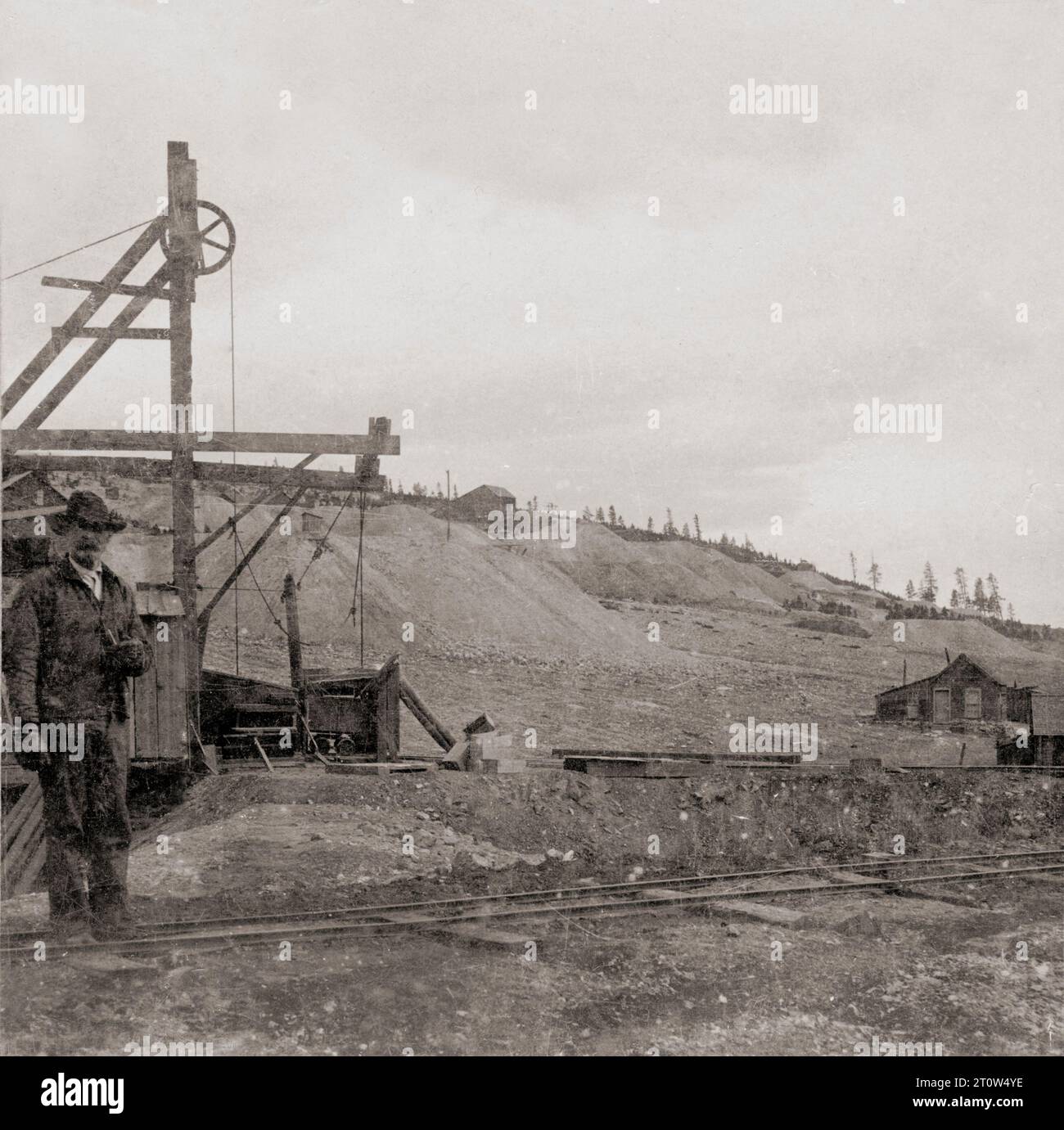 Minen auf Carbonat Hill, Leadville, Colorado, USA, 1900. Stereo von Universal Photo Art Co, Bild von C.H. Graves Stockfoto