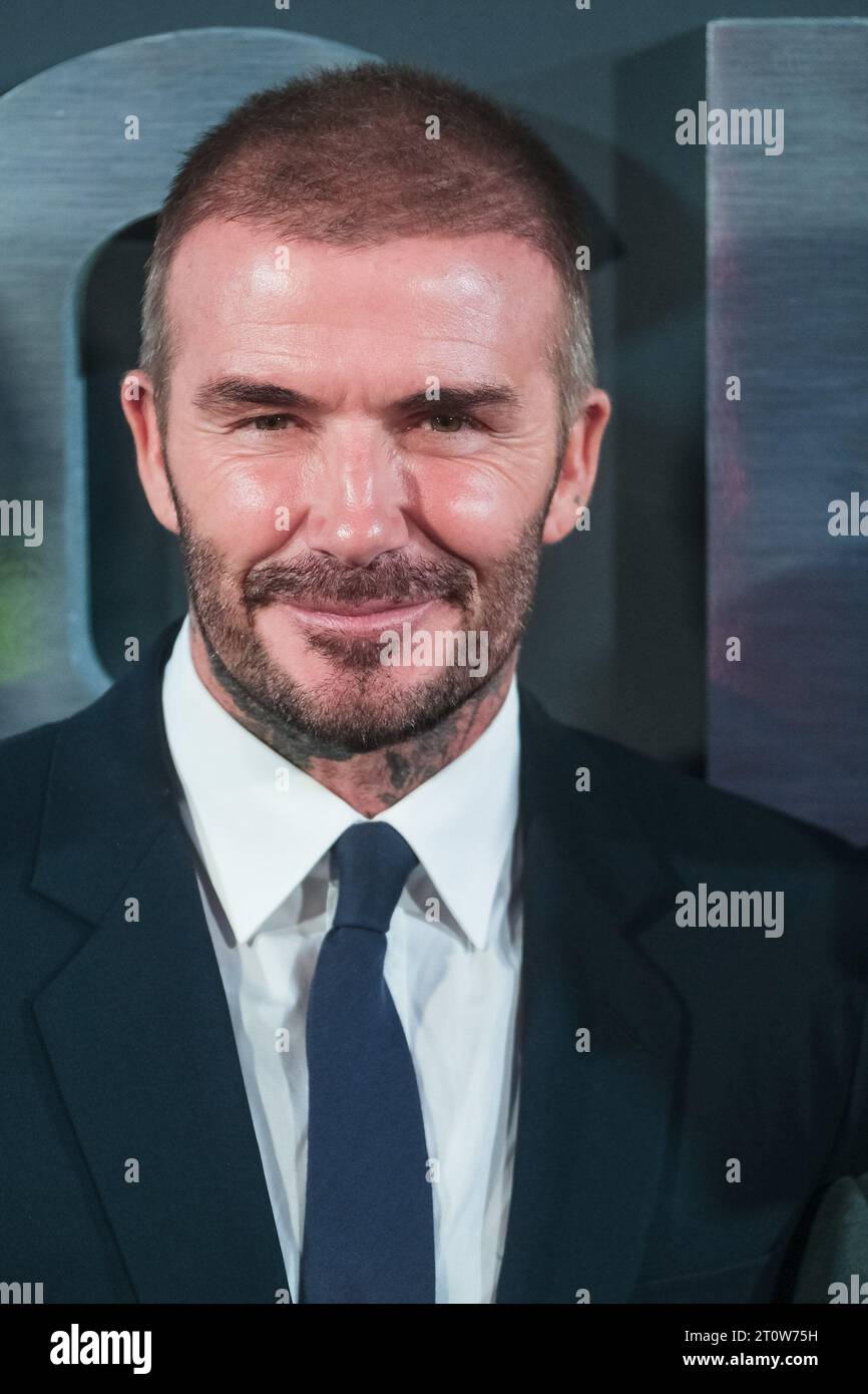 David Beckham fotografierte während des Dokumentarfilms Premeire of Beckham am 3. Oktober 2023 in Curzon Mayfair in London. Bild von Julie Edwards. Stockfoto