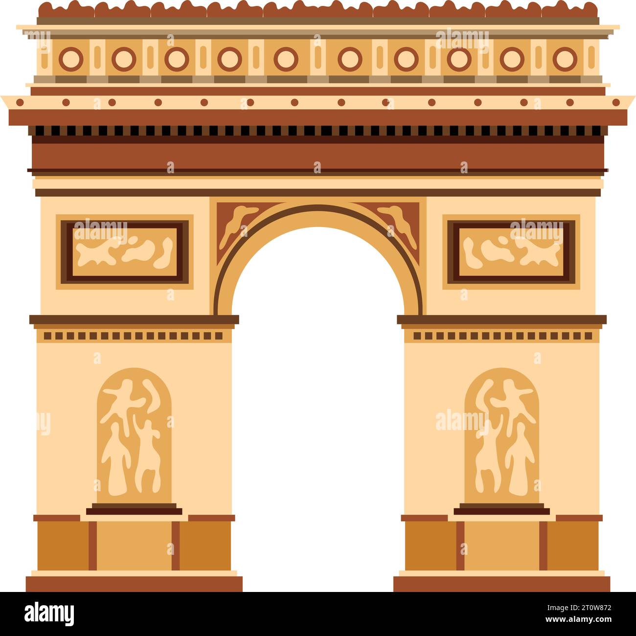Einfache, farbenfrohe Flachzeichnung des ARC DE TRIOMPHE DE L'ETOILE, PARIS Stock Vektor
