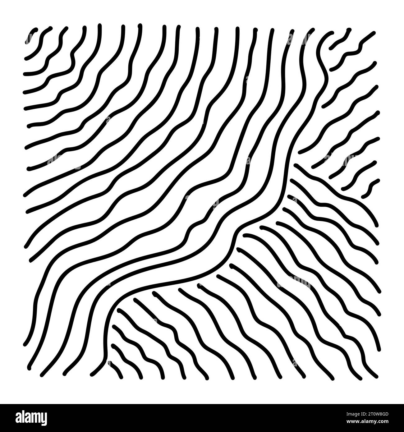 Zeitgenössisches quadratisches ästhetisches, handgezeichnetes, druckbares Muster mit abstrakten minimalen eleganten Linien. Boho-Hintergrund in minimalistischer Mitte Stock Vektor