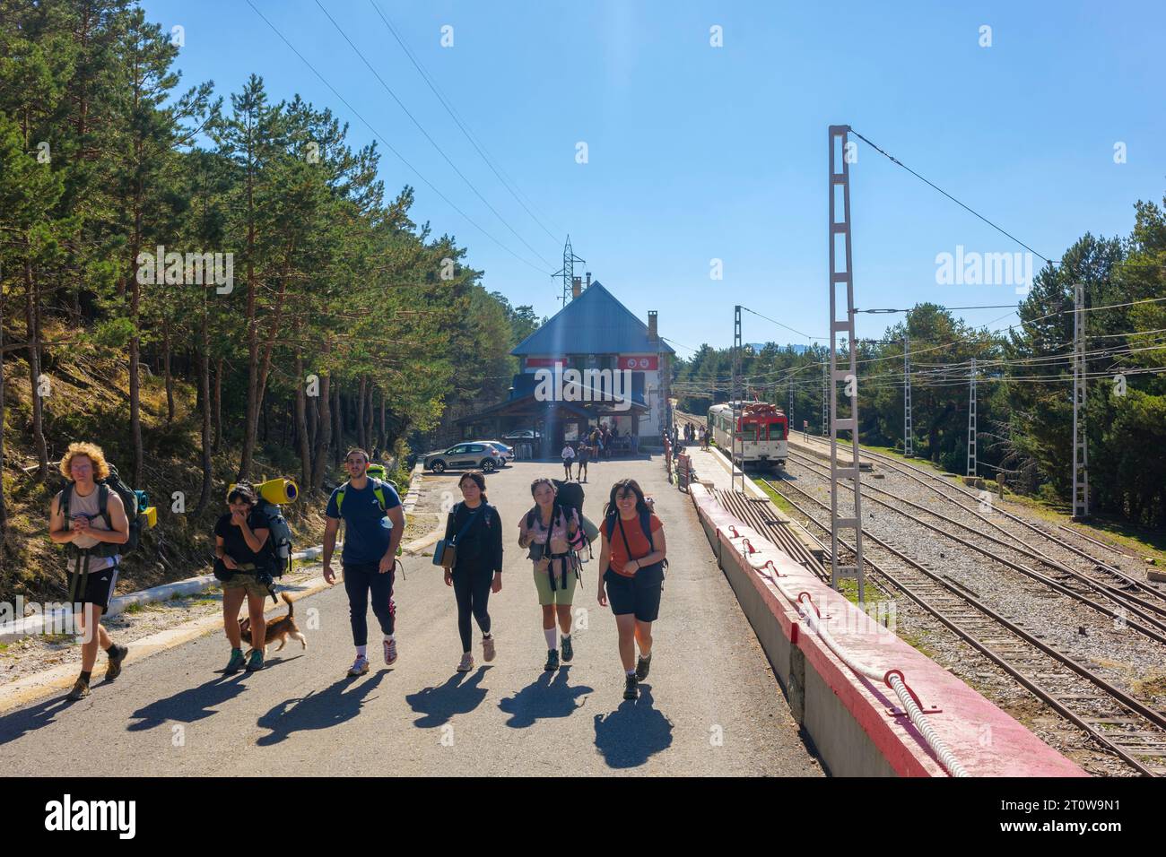Bahnhof Cotos, Linie C-9. Nationalpark Sierra de Guadarrama. Madrid, Spanien. Stockfoto